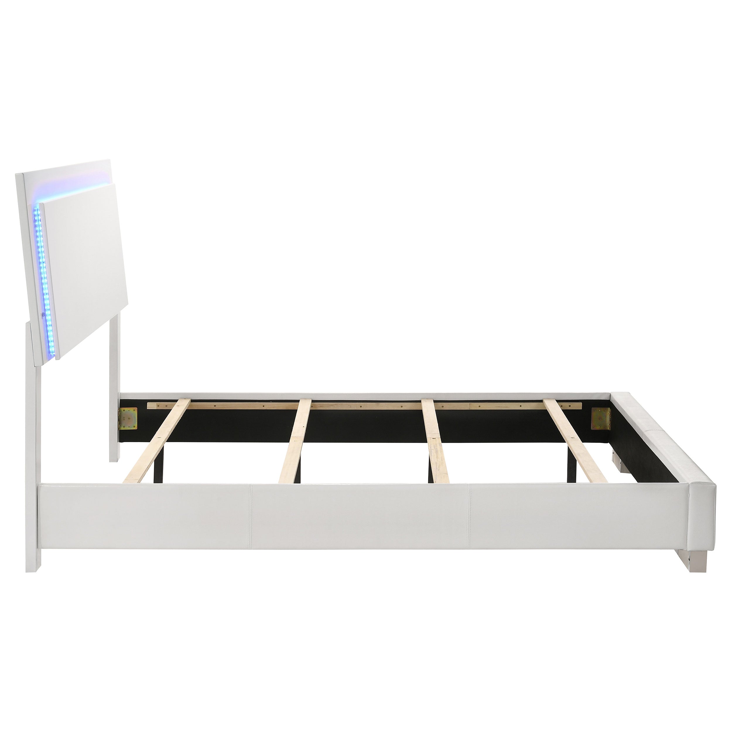 Felicity Wood Full LED Panel Bed White High Gloss — view 7