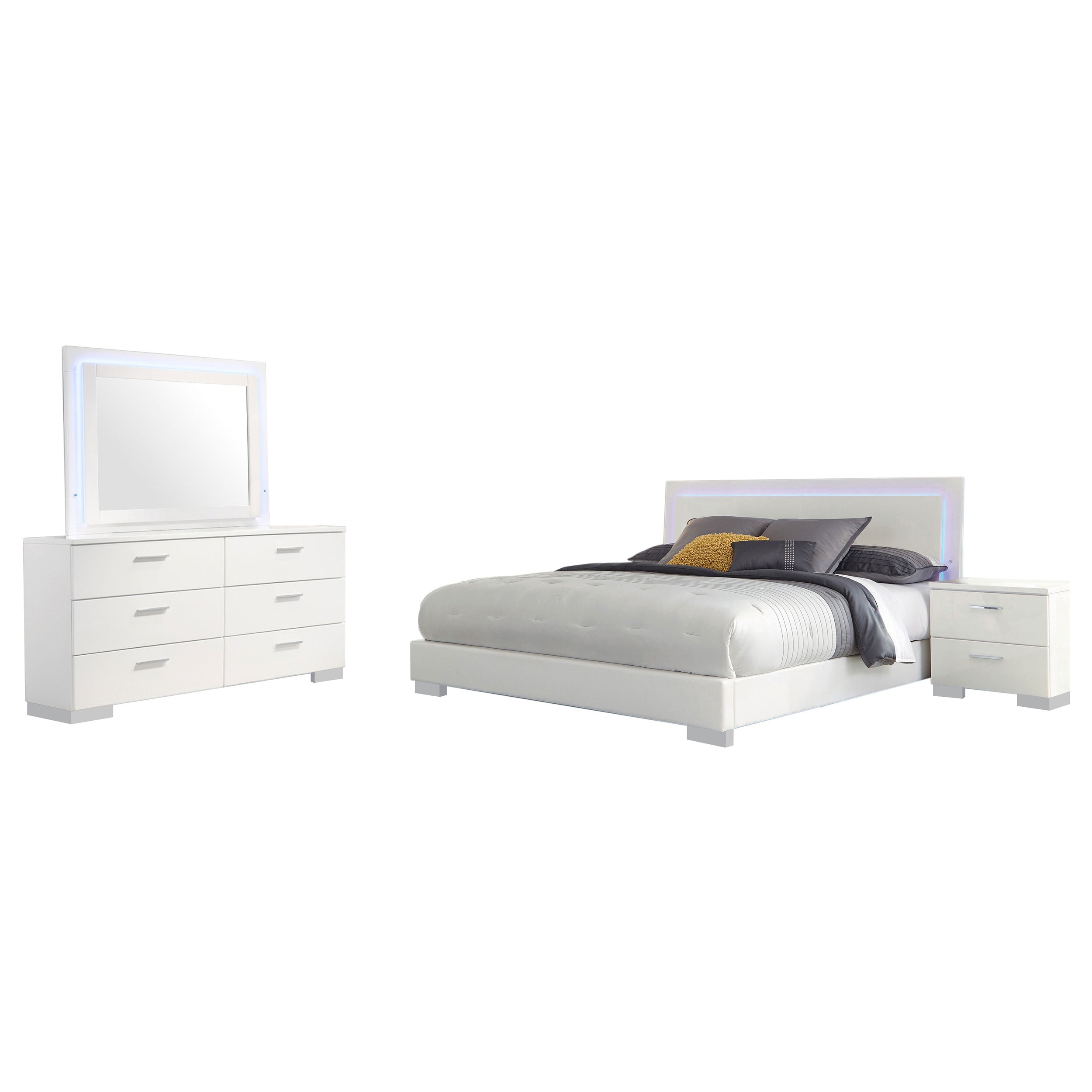 Felicity 4-piece Eastern King Bedroom Set White High Gloss — view 2