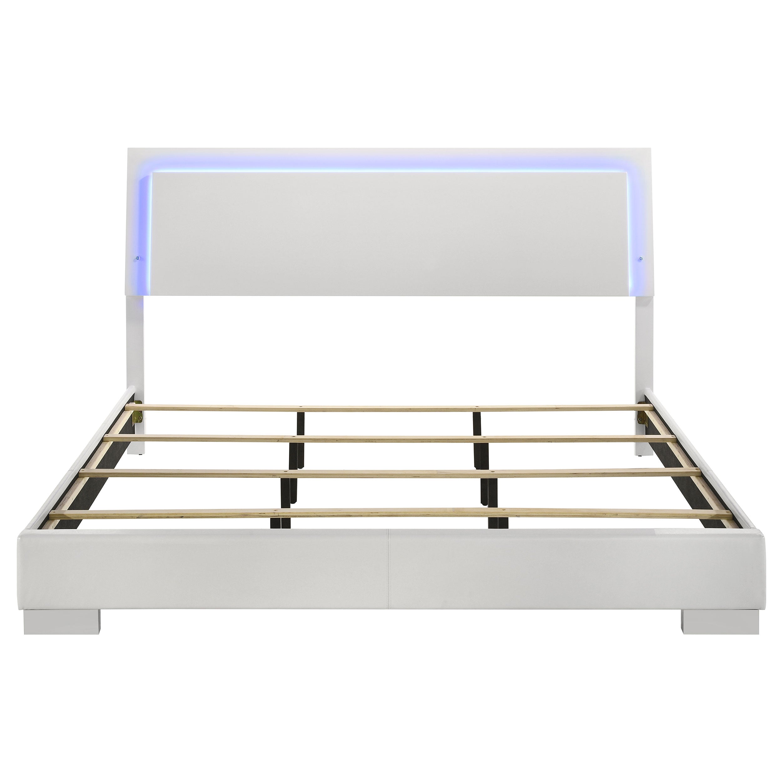 Felicity Wood Eastern King LED Panel Bed White High Gloss — view 4