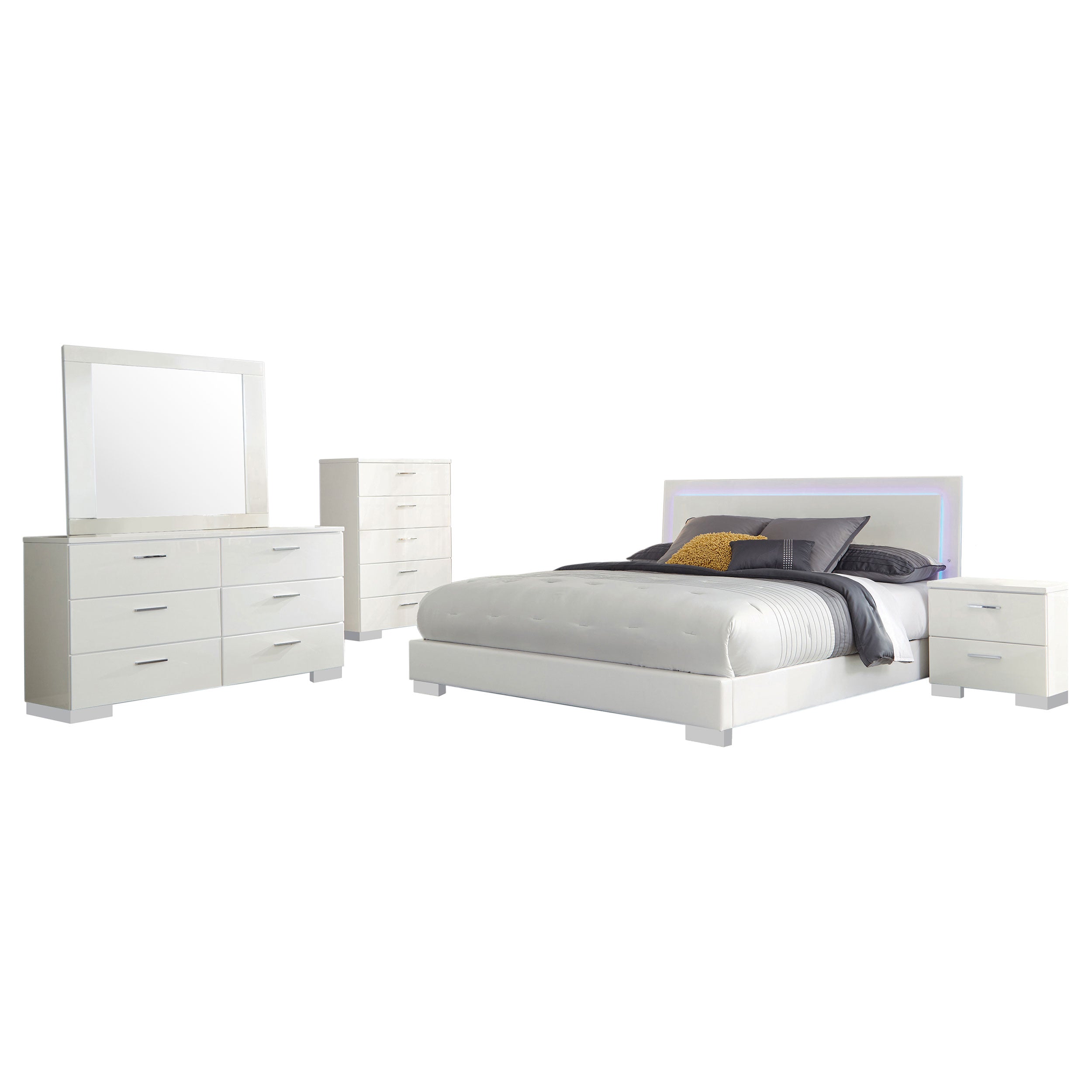 Felicity 5-piece California King Bedroom Set White Gloss — view 2
