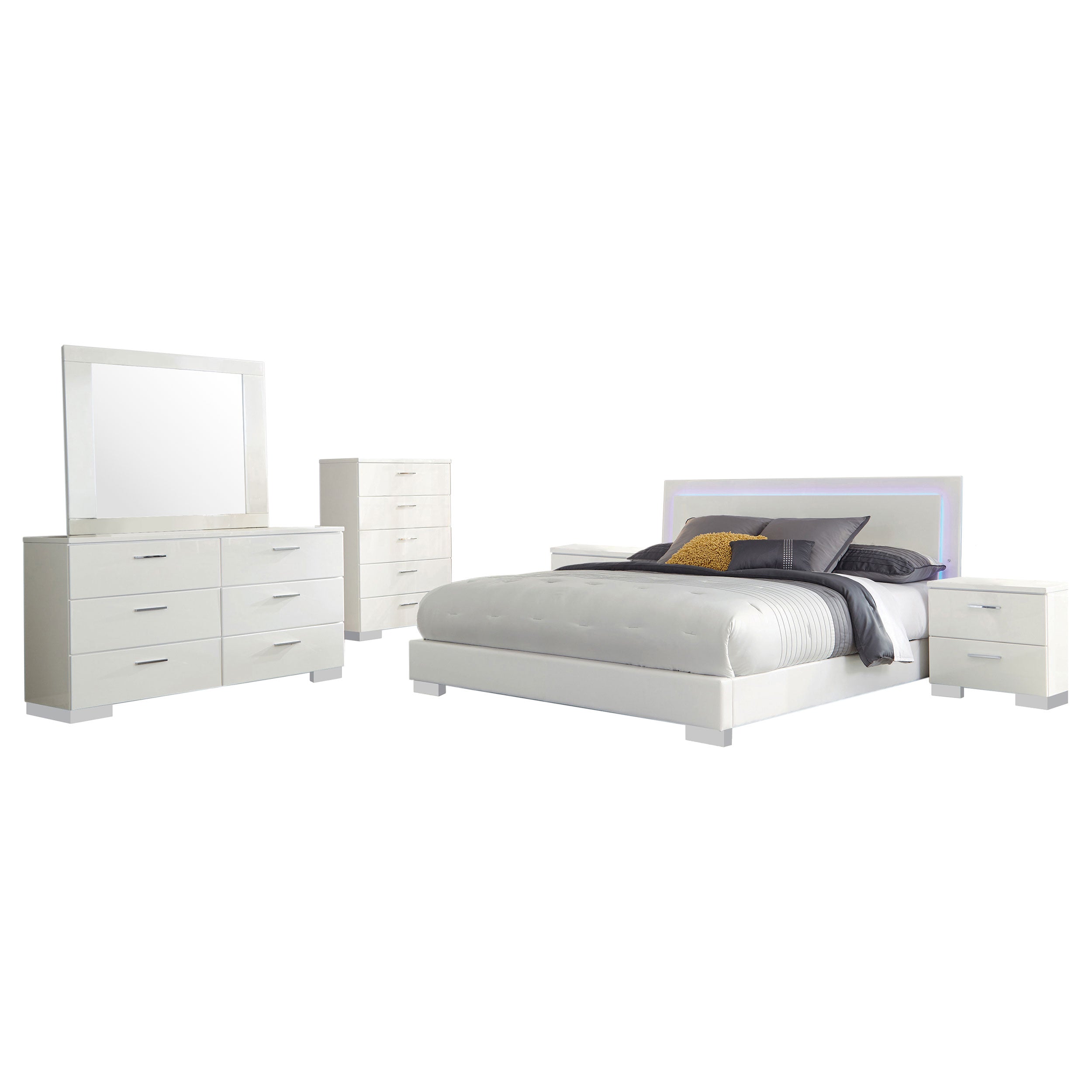 Felicity 6-piece California King Bedroom Set White Gloss — view 2