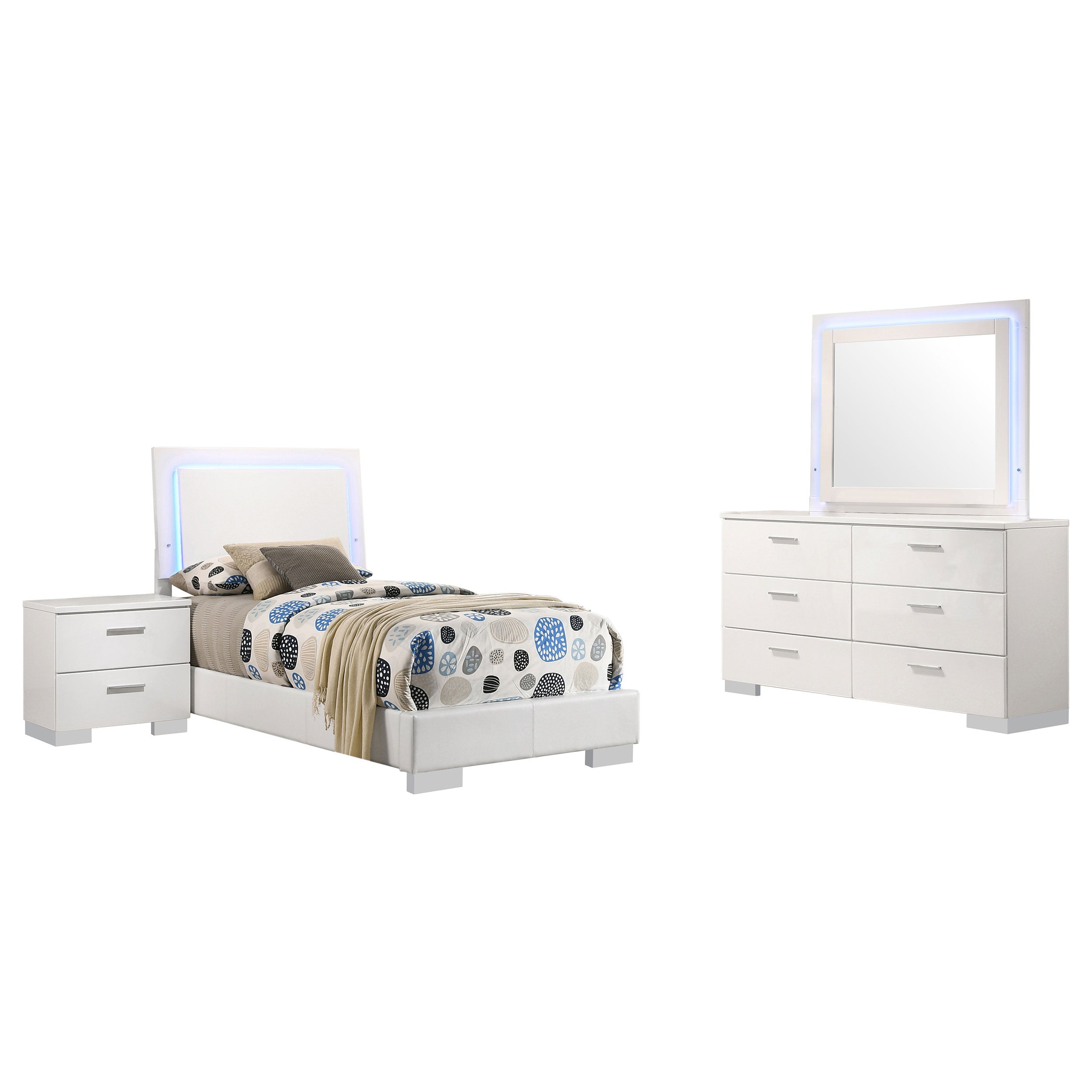 Felicity 4-piece Twin Bedroom Set White High Gloss — view 2