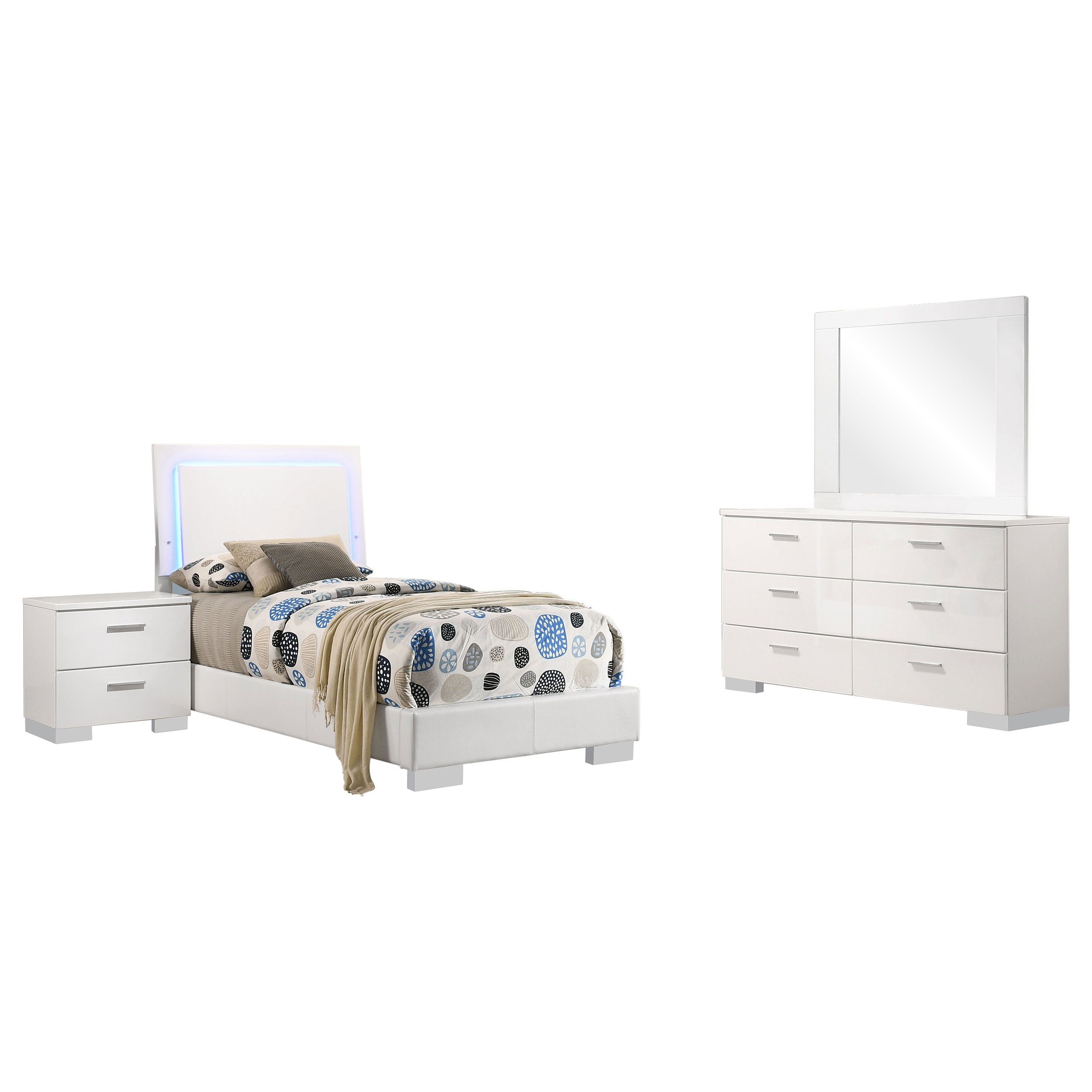 Felicity 4-piece Twin Bedroom Set White High Gloss — view 2