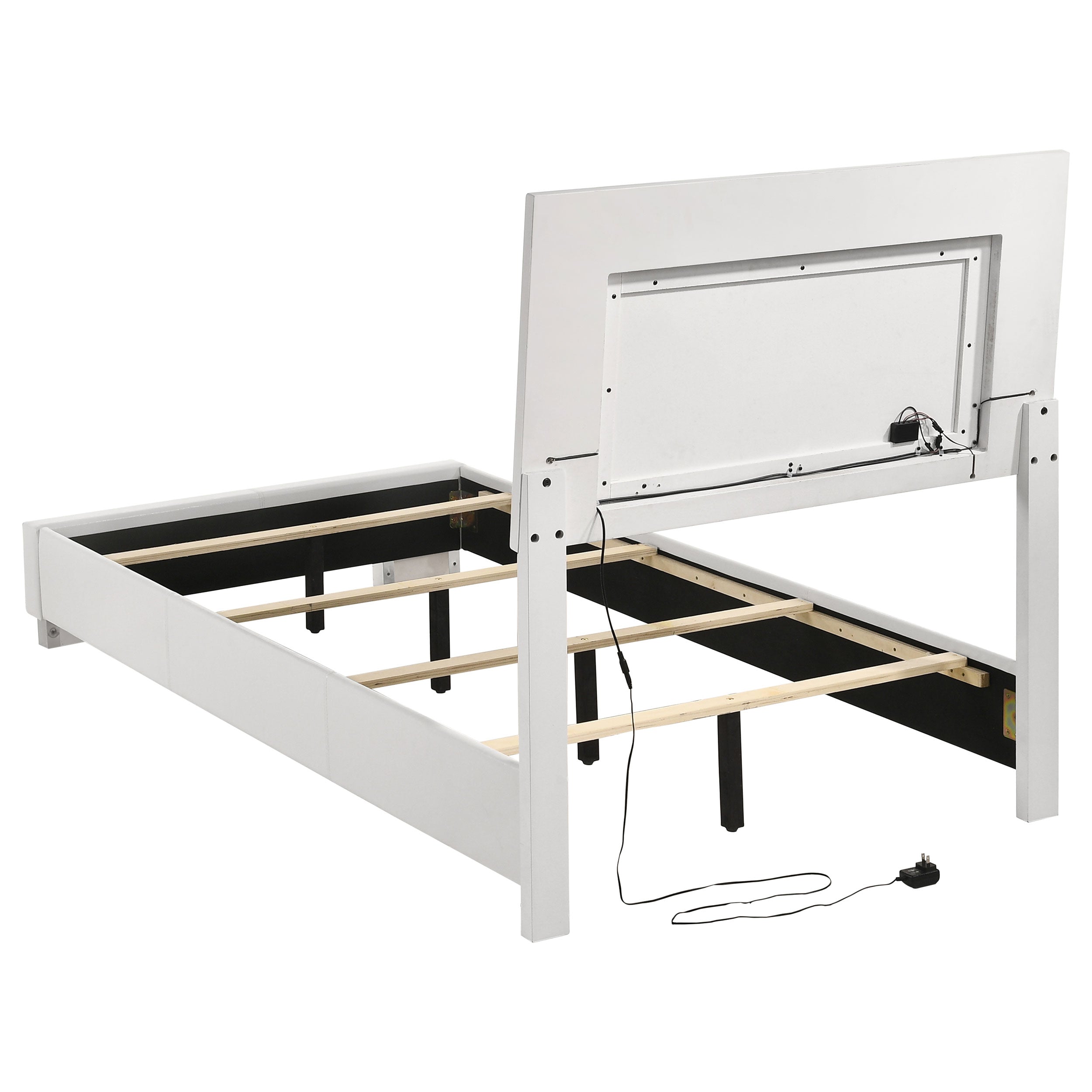 Felicity Wood Twin LED Panel Bed White High Gloss — view 5