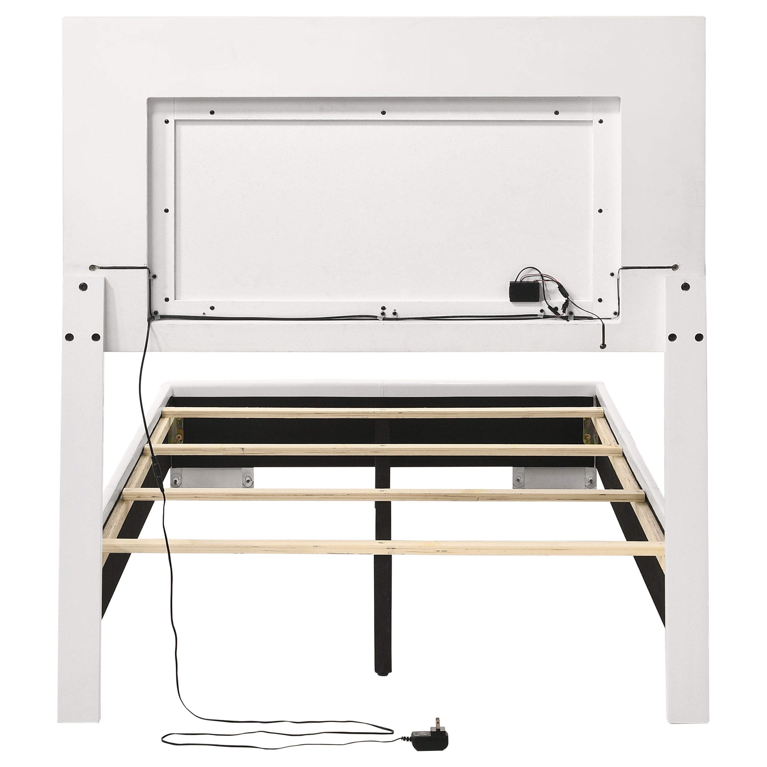 Felicity Wood Twin LED Panel Bed White High Gloss — view 6