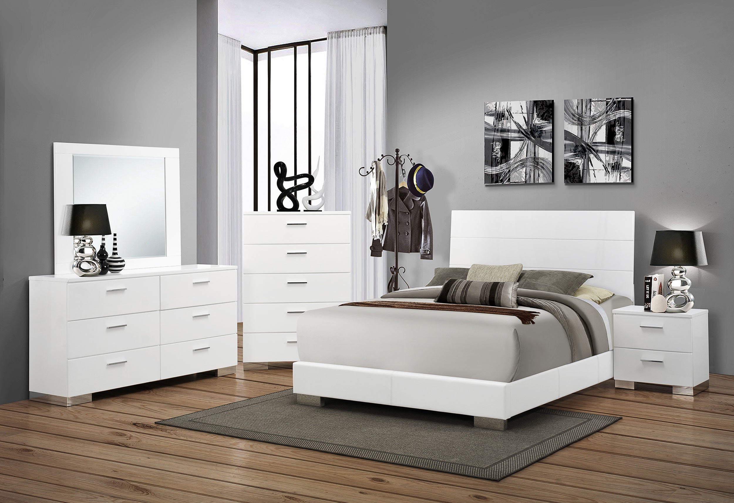 Felicity 2-drawer Nightstand White High Gloss — view 13