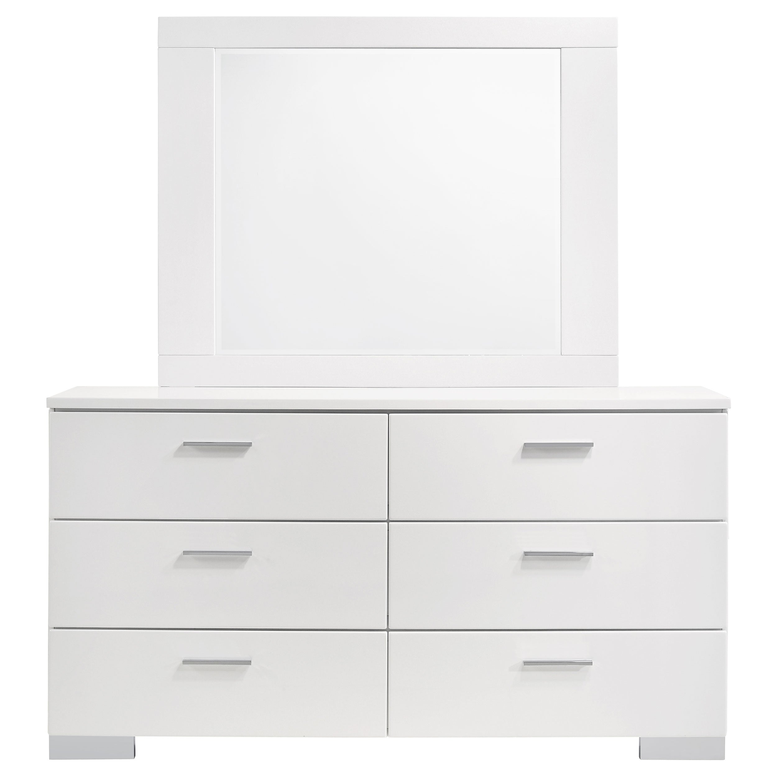 Felicity 6-drawer Wood Dresser with Mirror White High Gloss — view 3