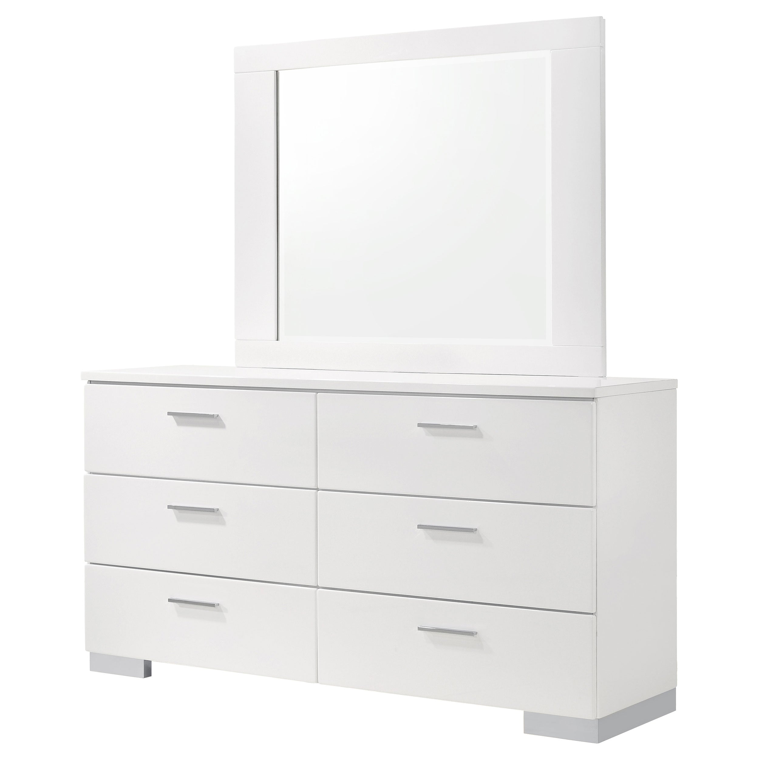 Felicity 6-drawer Wood Dresser with Mirror White High Gloss — view 4