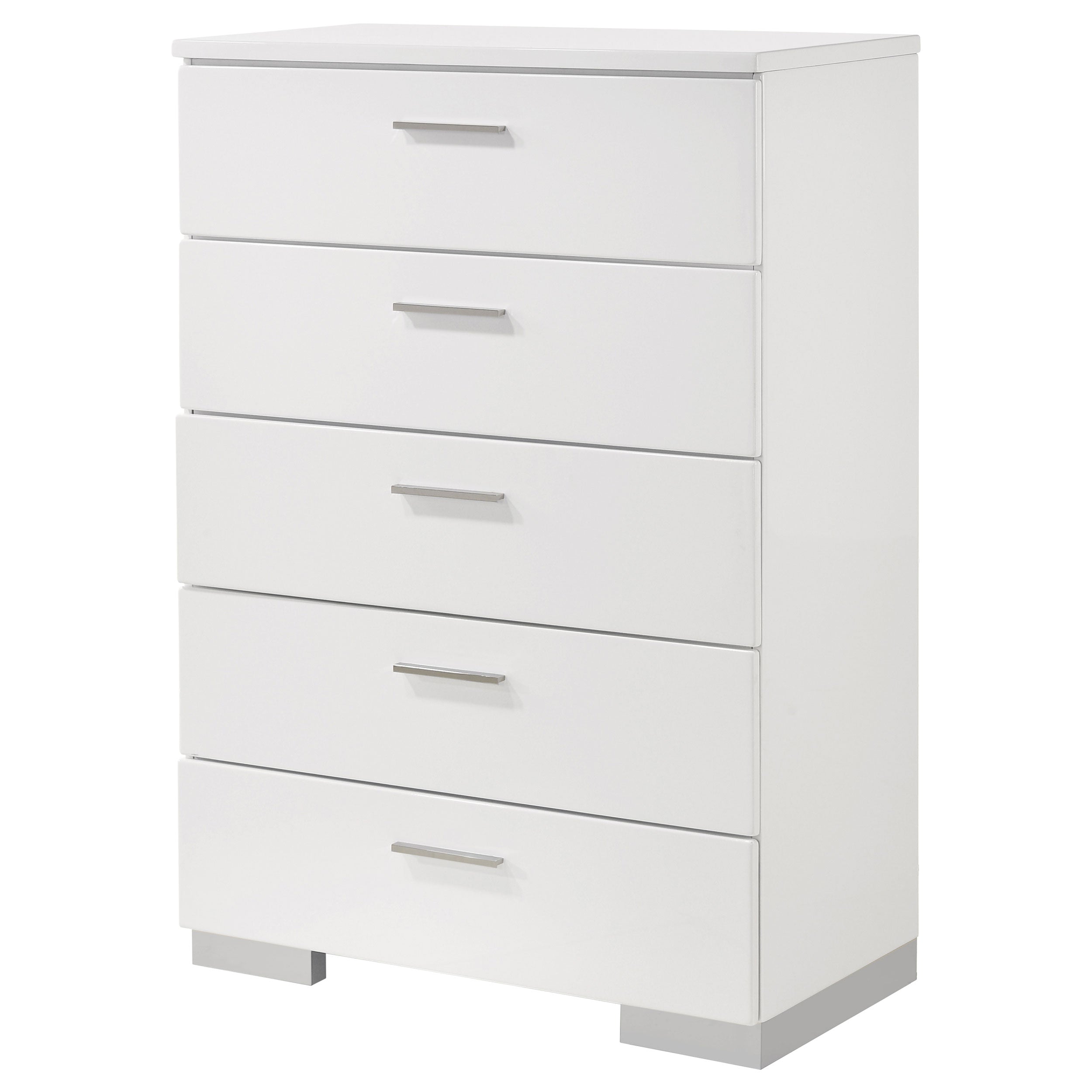 Felicity 5-drawer Bedroom Chest White High Gloss — view 4