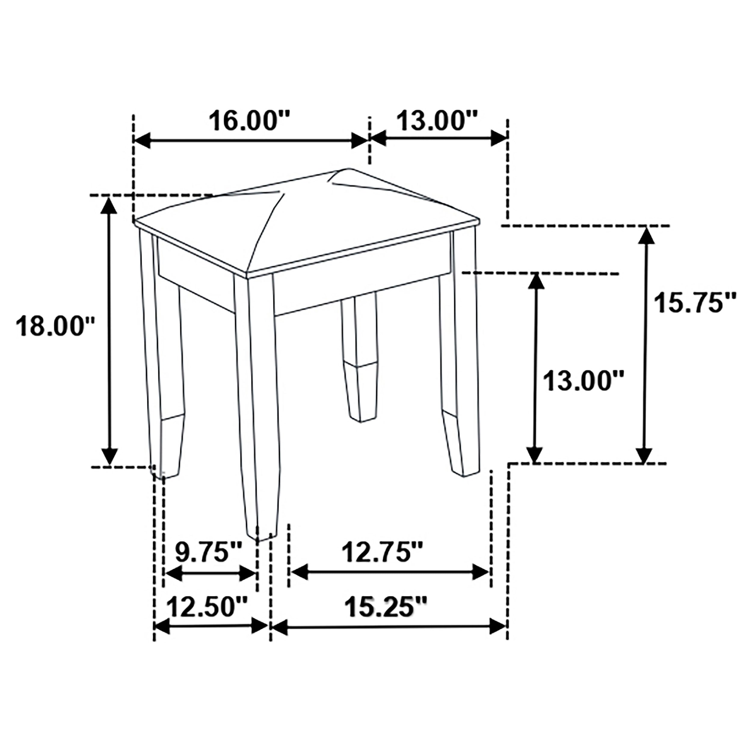 Felicity Upholstered Vanity Stool Metallic and Glossy White — view 3