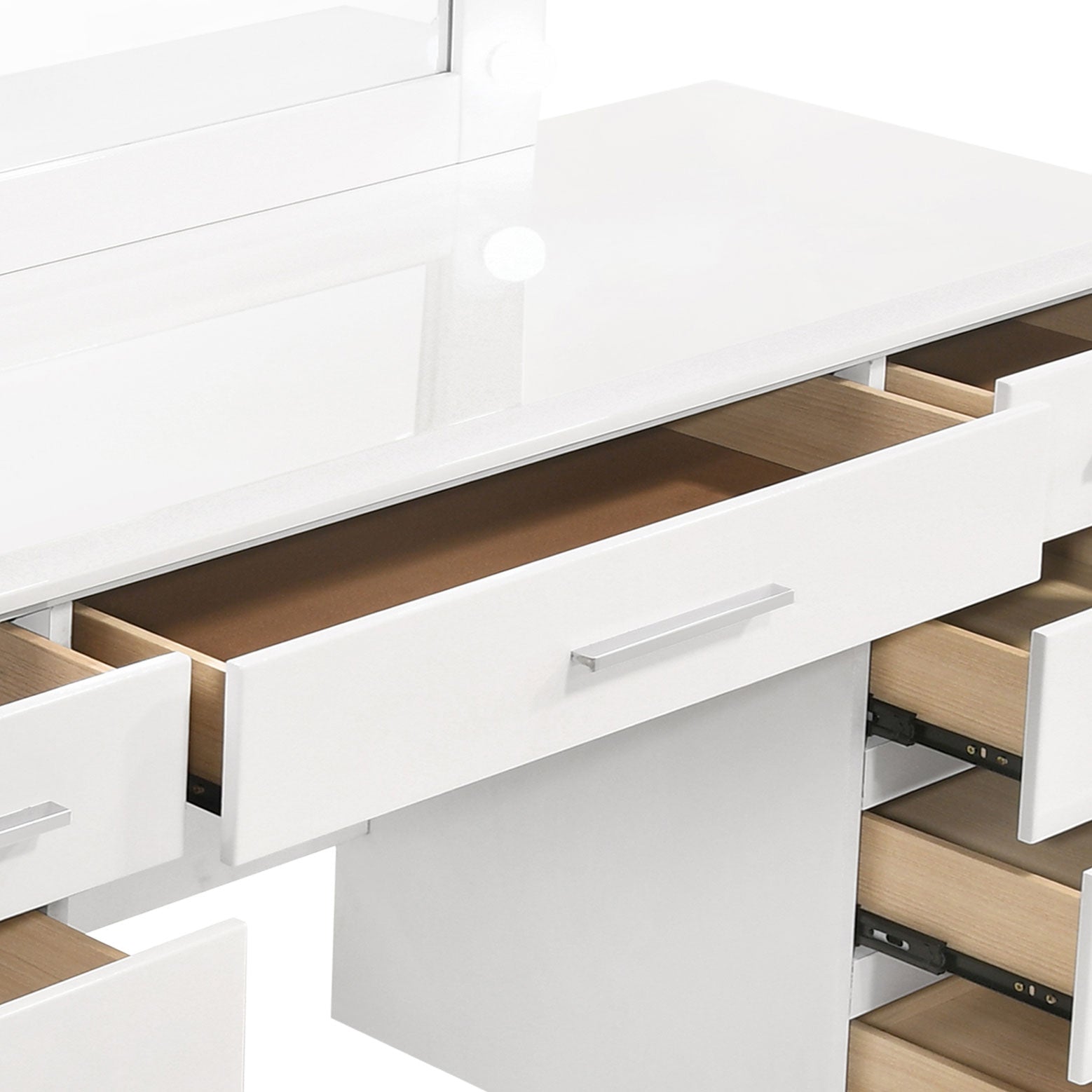 Felicity 9-drawer Vanity Table Lighted Mirror Glossy White — view 4