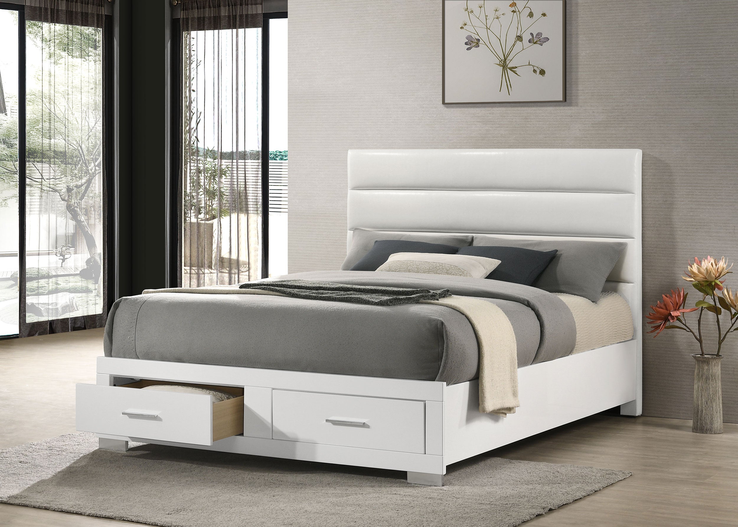 Felicity California King Storage Bed White High Gloss — view 2