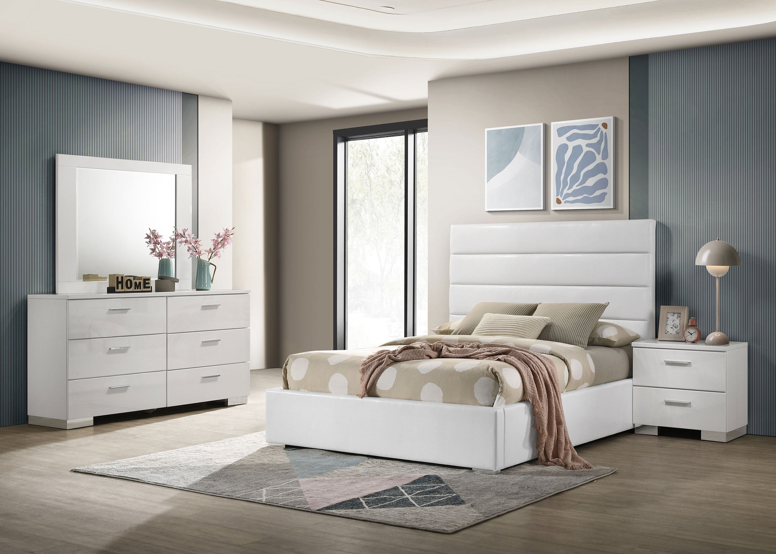 Felicity 4-piece Full Bedroom Set White High Gloss — view 1