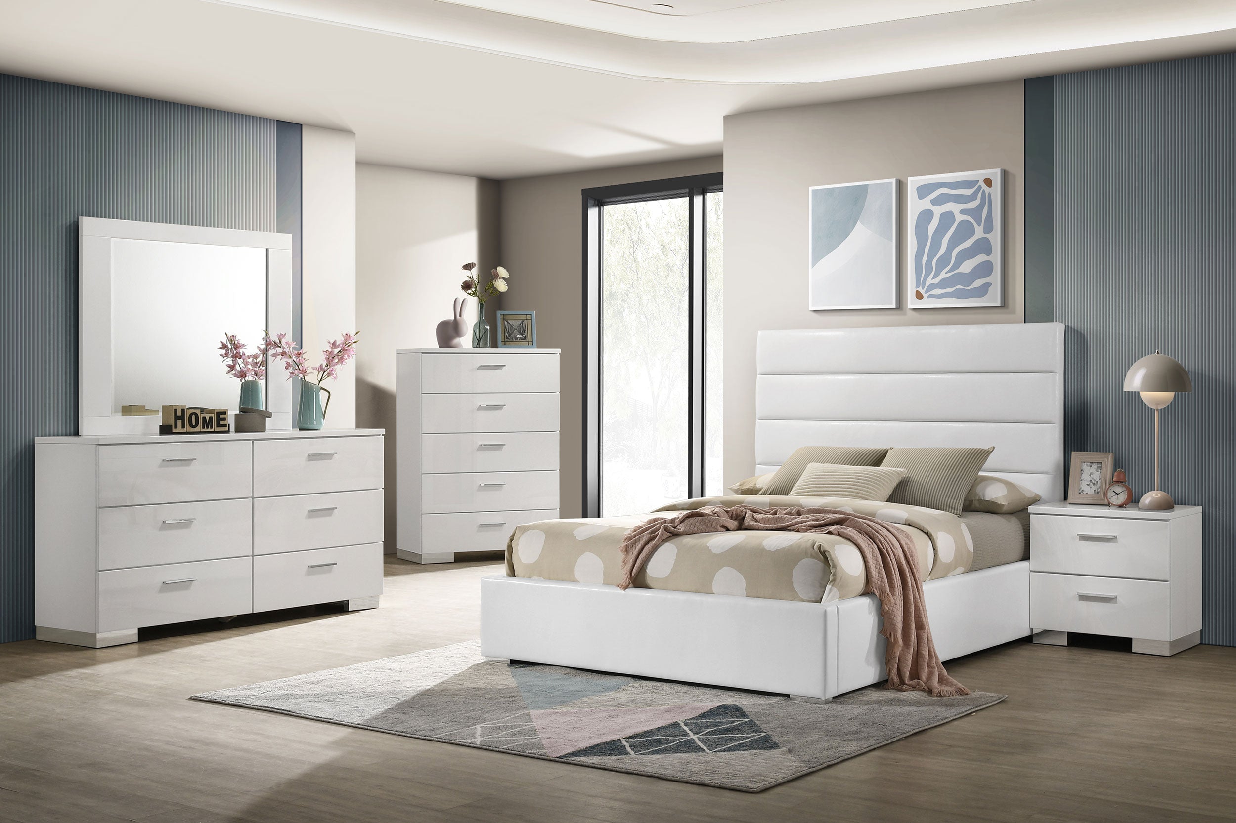 Felicity 53-inch Upholstered Full Platform Bed White — view 10