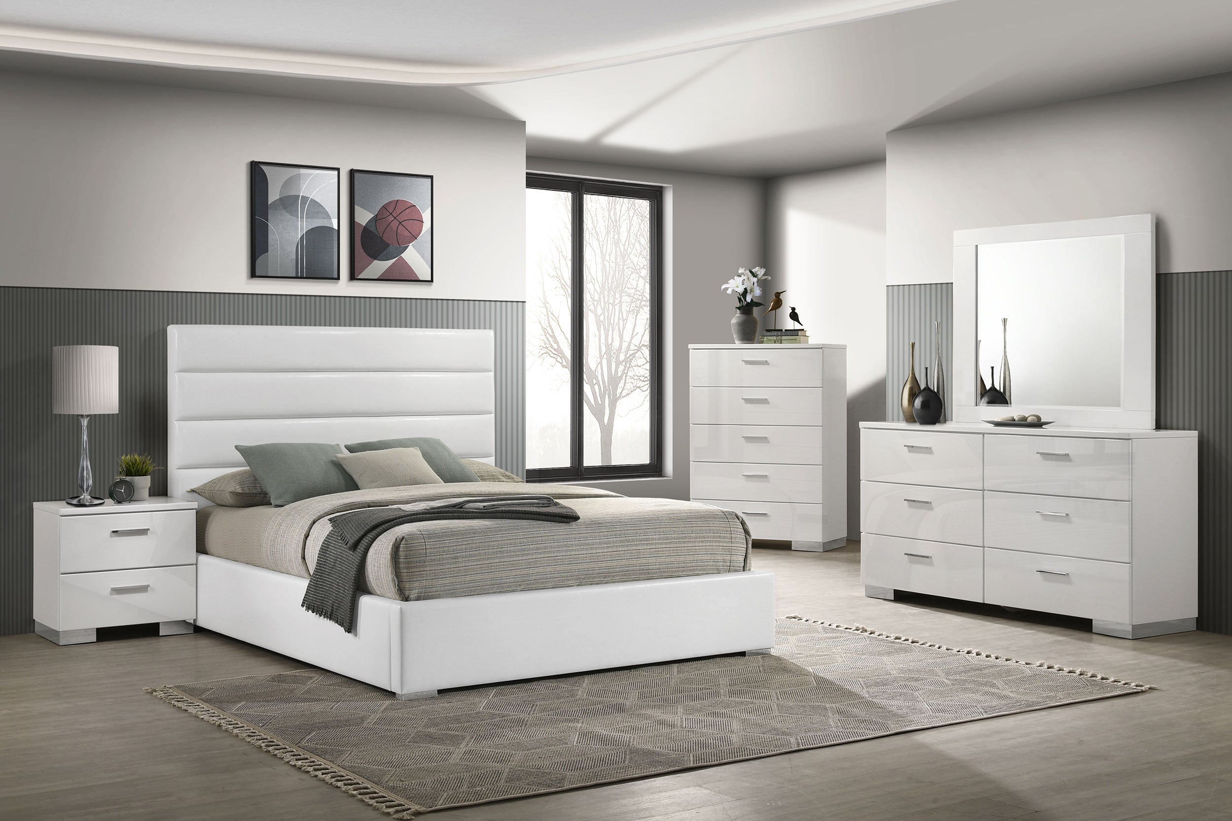 Felicity 5-piece Eastern King Bedroom Set White High Gloss — view 1