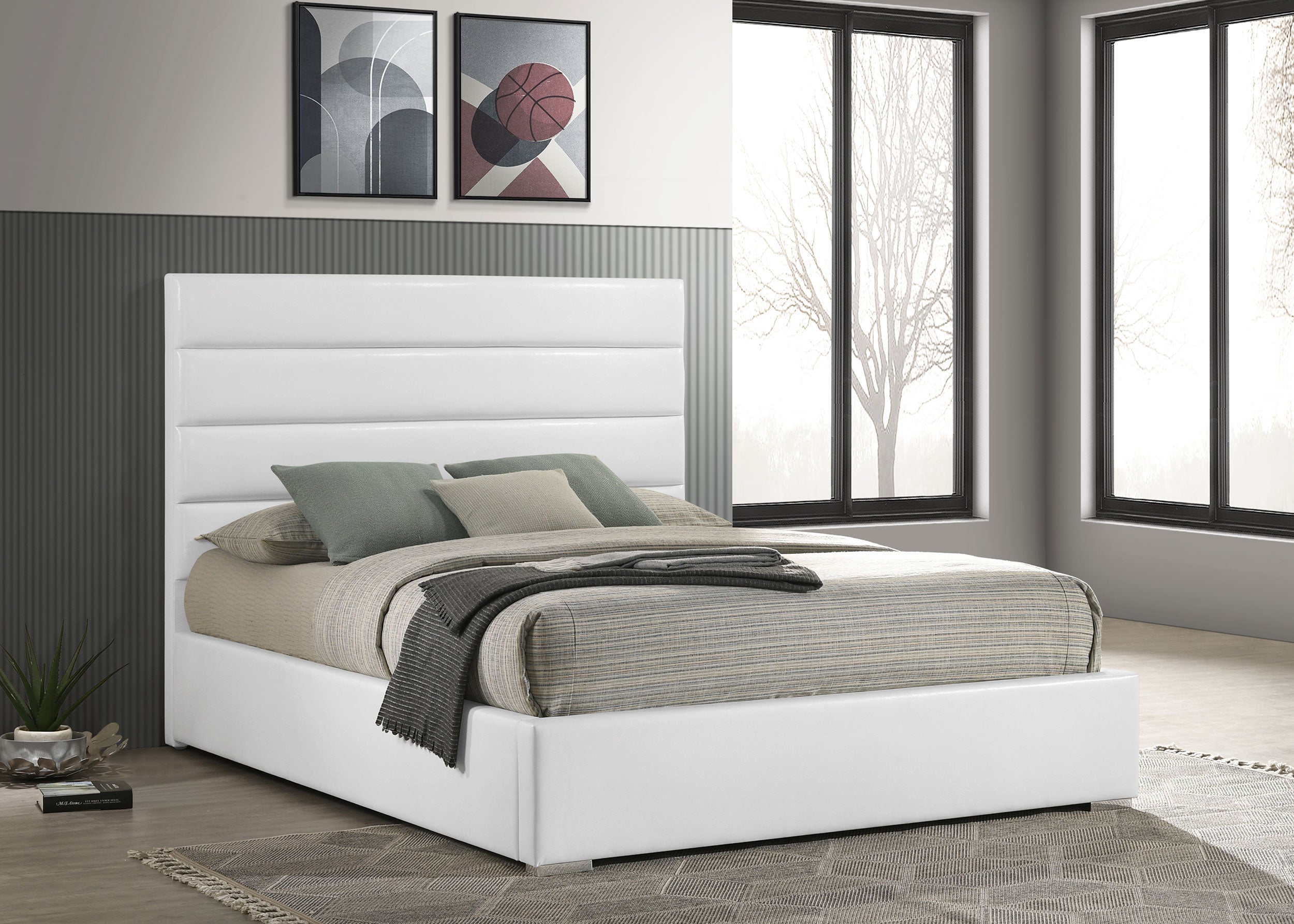 Felicity 53-inch Upholstered Queen Platform Bed White — view 2