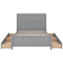 Full Size Platform Bed with Drawers and Storage Shelves, Gray