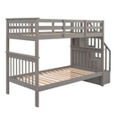 Stairway Bunk Bed With Storage And Guard Rail For Bedroom