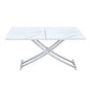 Modern Minimalist Multifunctional Lift Table With Metal Legs - White / Silver