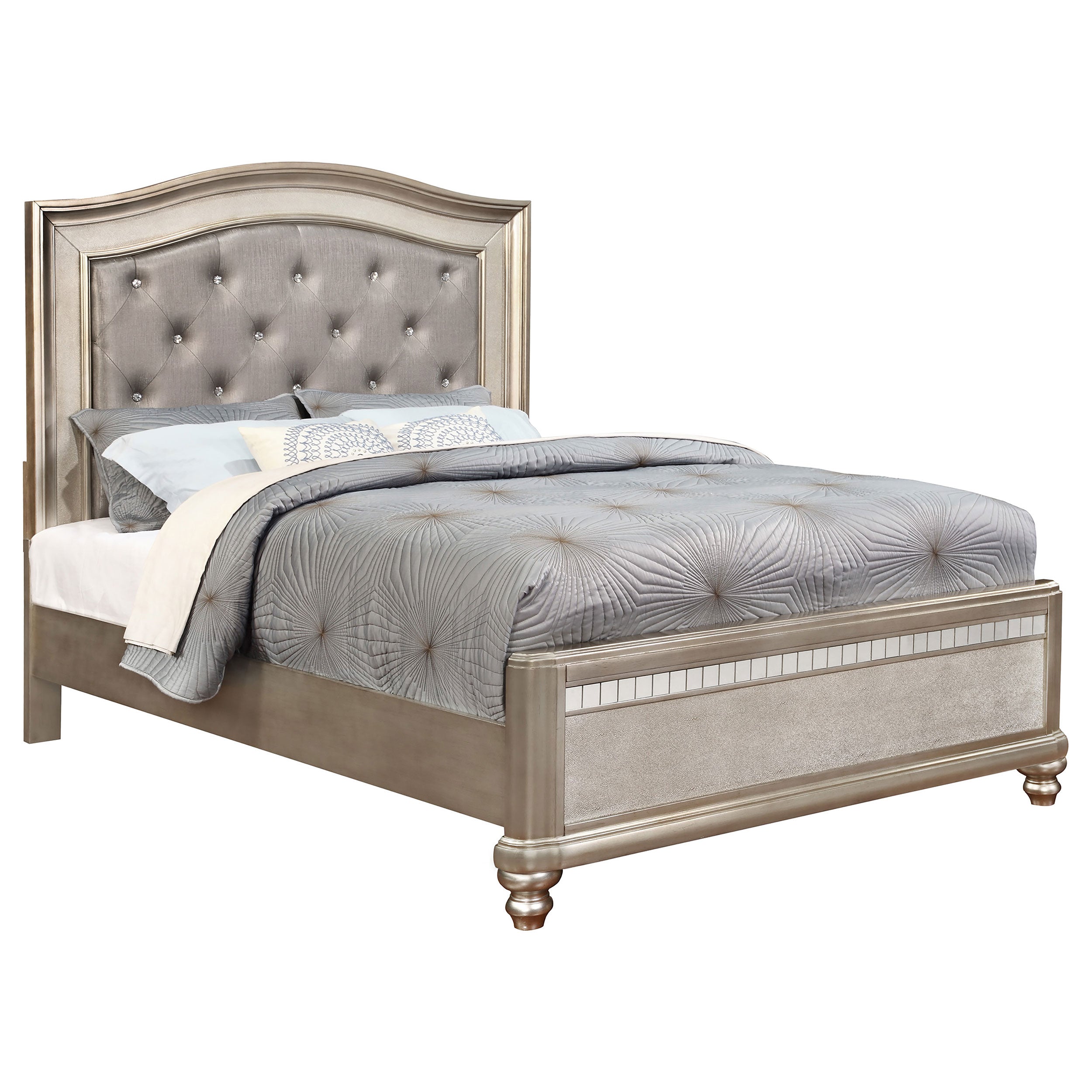 Bling Game Wood California King Panel Bed Metallic Platinum — view 1