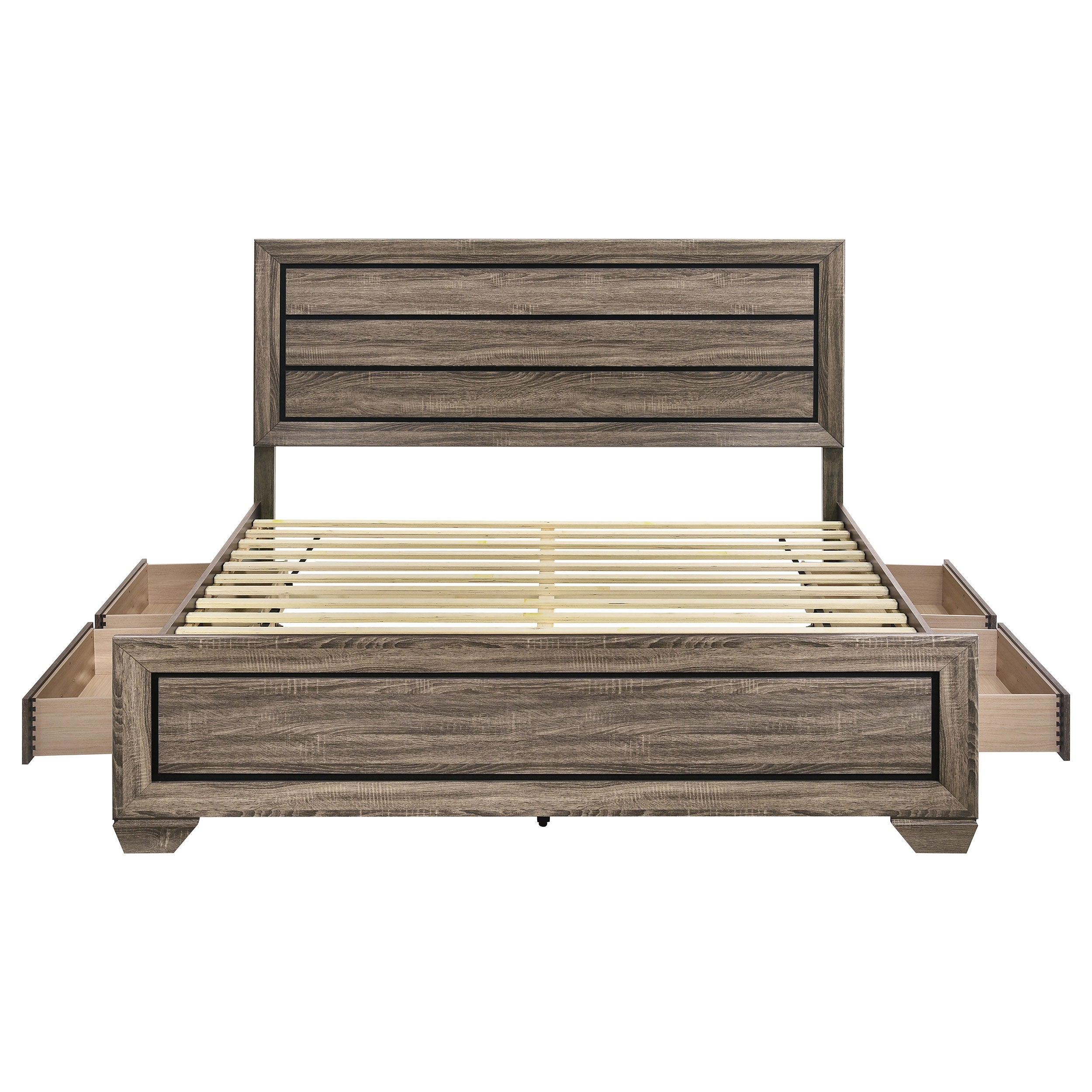 Kauffman Wood Eastern King Storage Panel Bed Washed Taupe — view 8