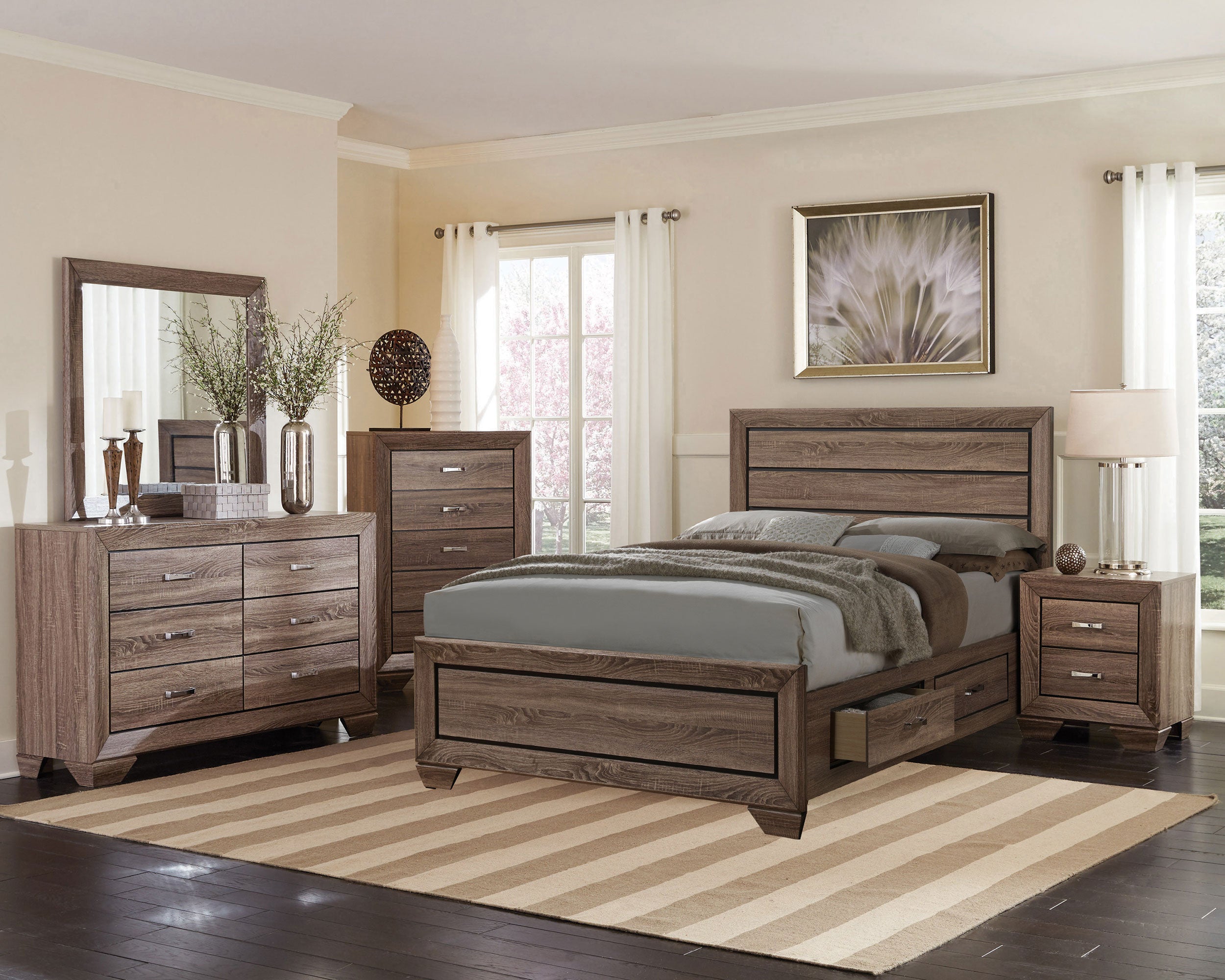 Kauffman 5-piece California King Bedroom Set Washed Taupe — view 2