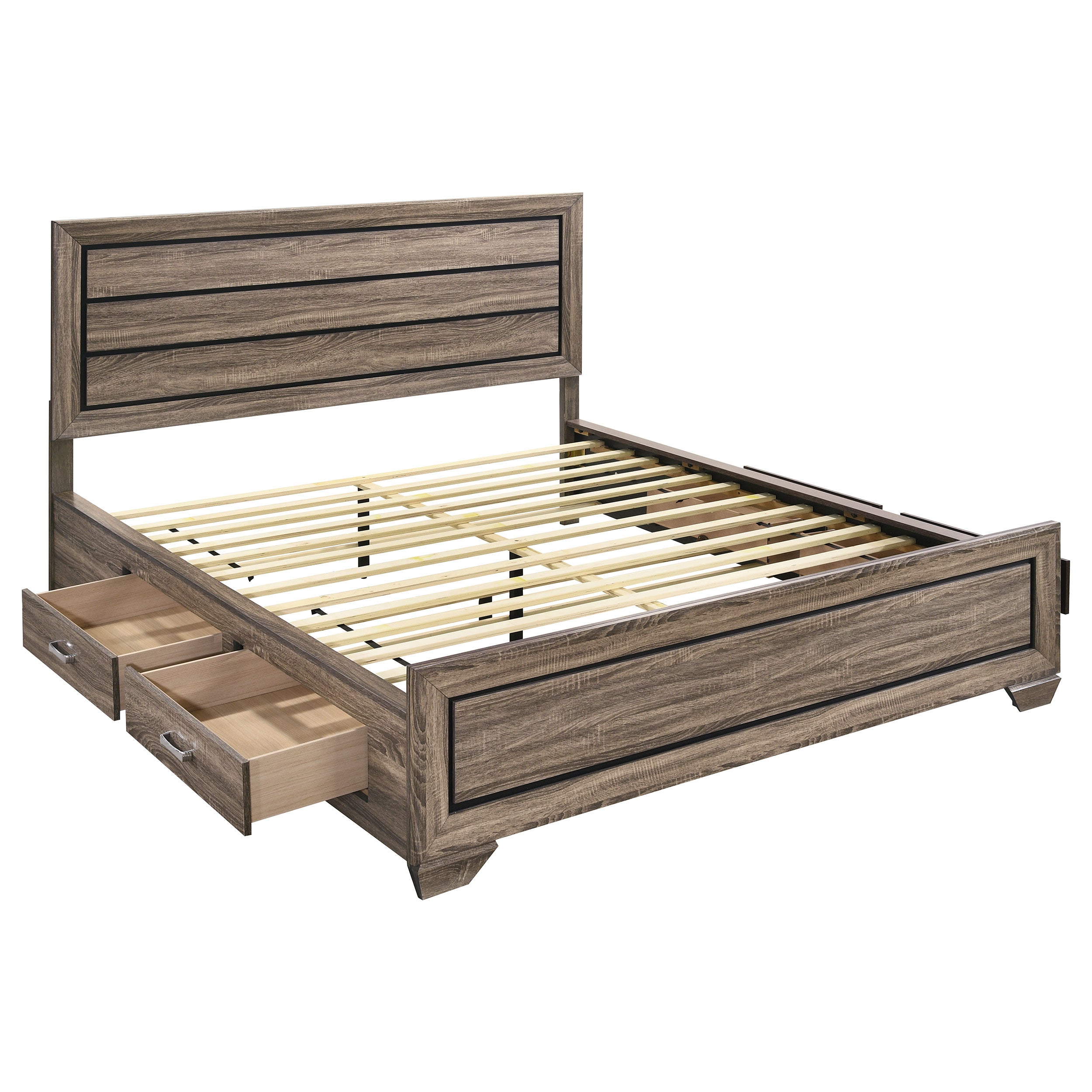 Kauffman Wood California King Storage Panel Bed Washed Taupe — view 1