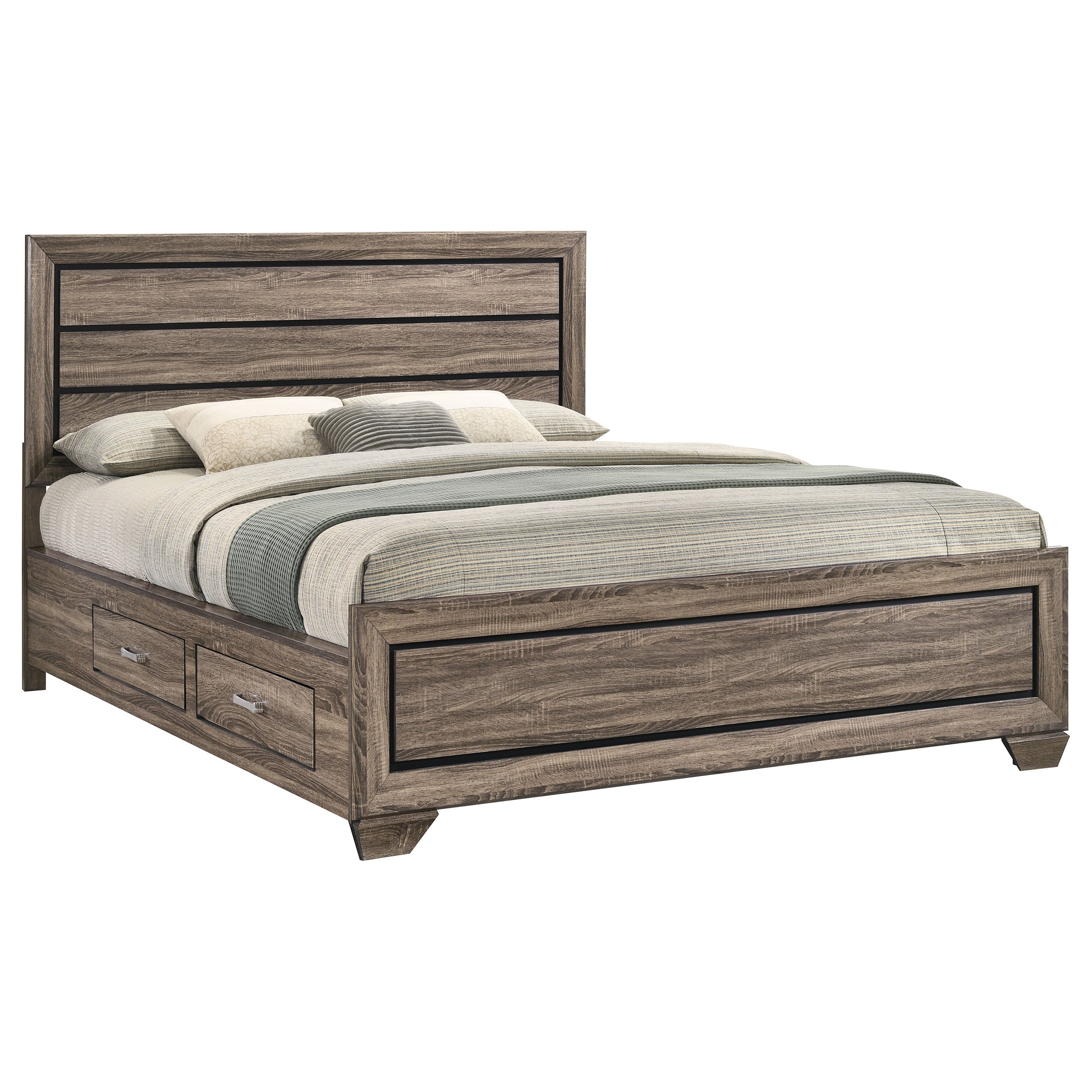 Kauffman Wood California King Storage Panel Bed Washed Taupe — view 5