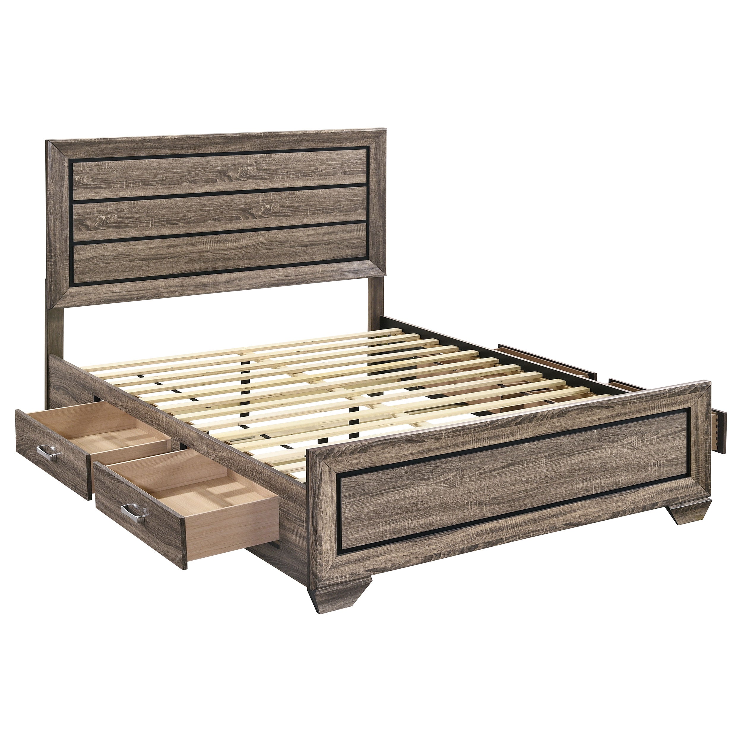 Kauffman Wood Queen Storage Panel Bed Washed Taupe — view 1