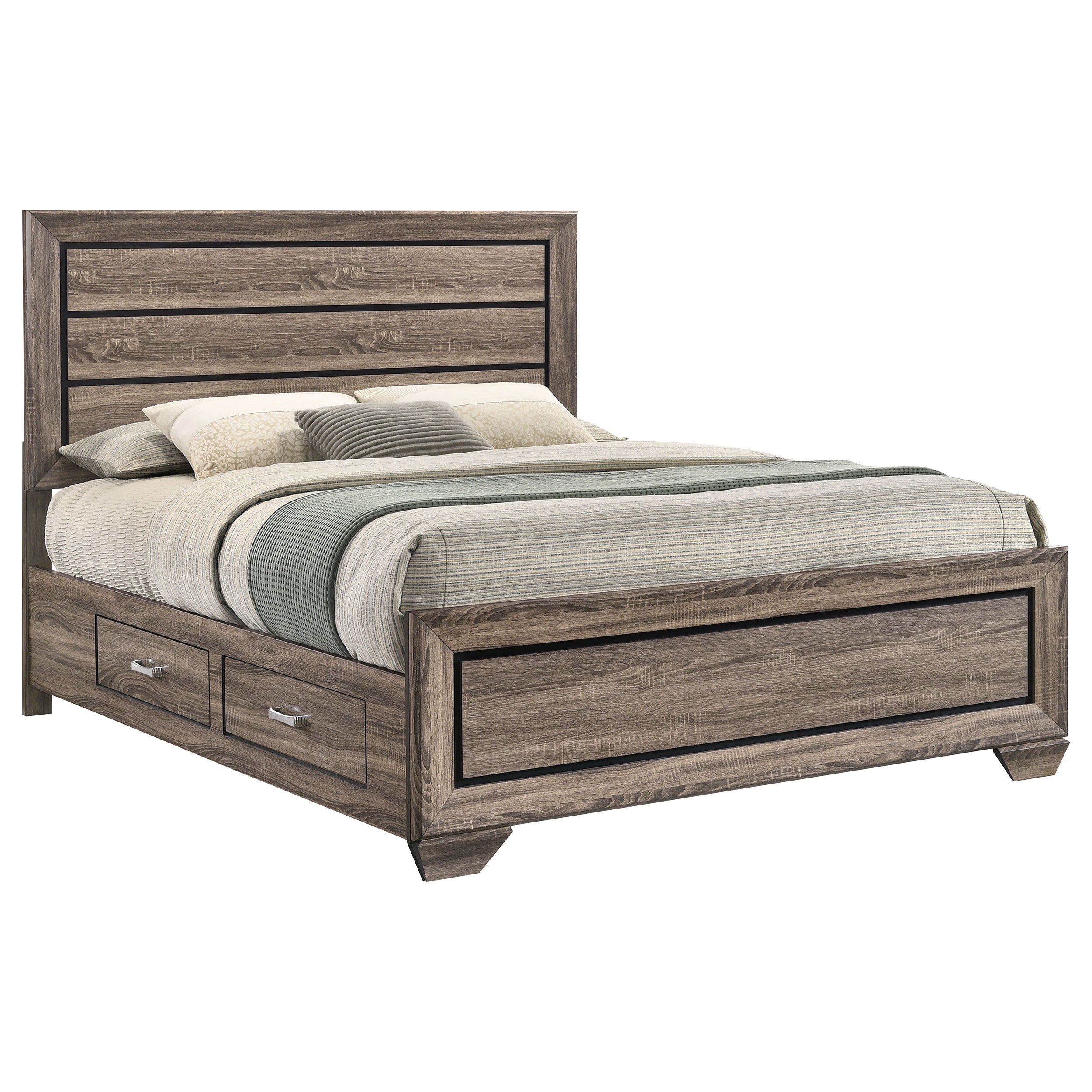 Kauffman Wood Queen Storage Panel Bed Washed Taupe — view 5