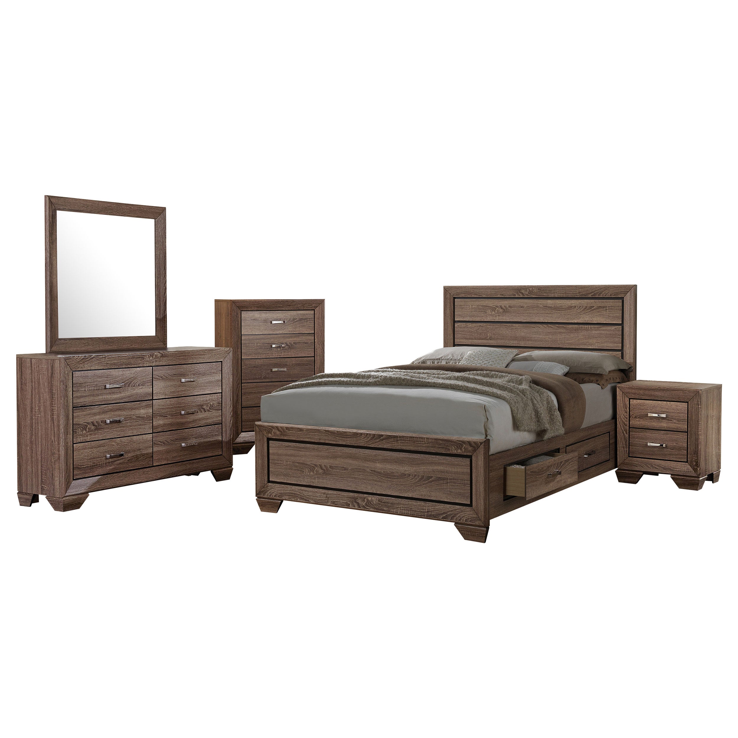 Kauffman 5-piece Eastern King Bedroom Set Washed Taupe — view 1