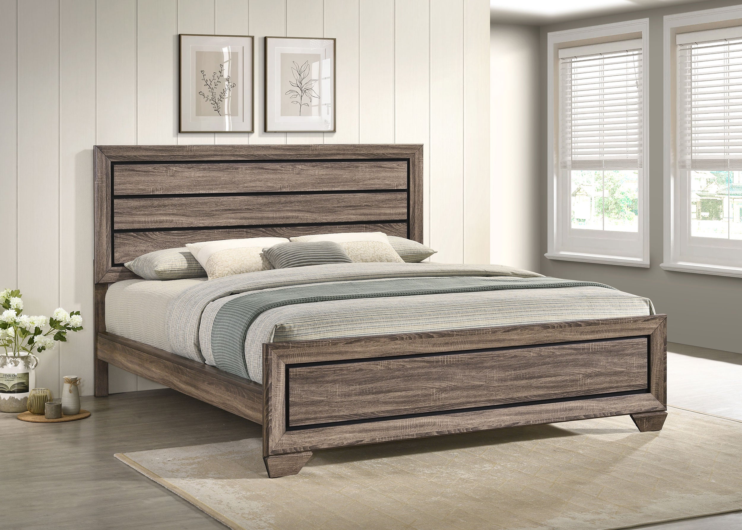 Kauffman Wood California King Panel Bed Washed Taupe — view 2