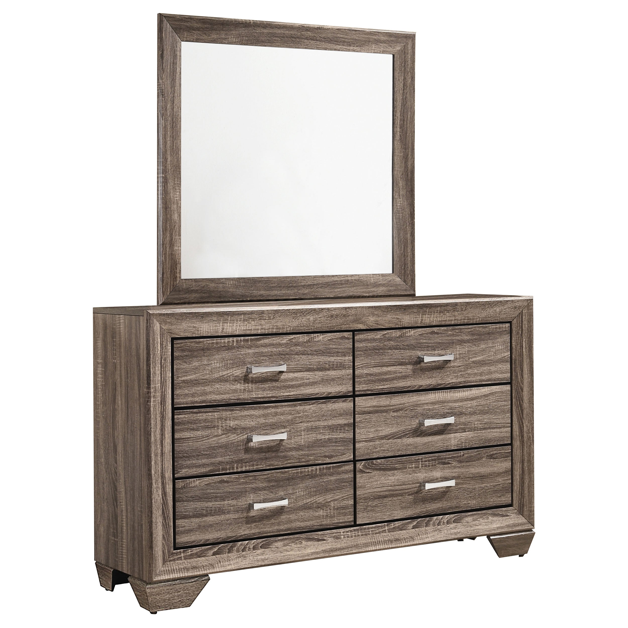 Kauffman 6-drawer Dresser with Mirror Washed Taupe — view 1