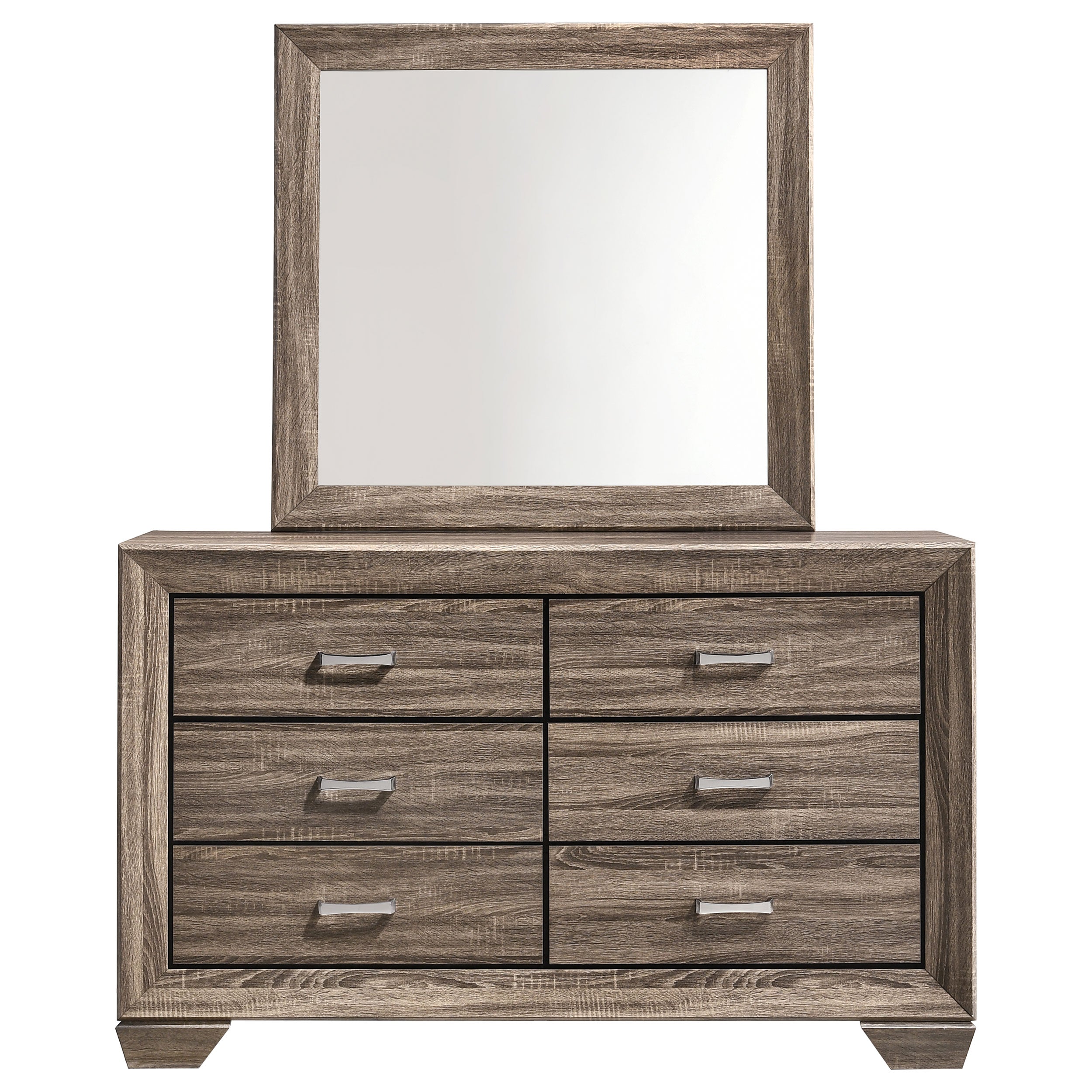 Kauffman 6-drawer Dresser with Mirror Washed Taupe — view 3