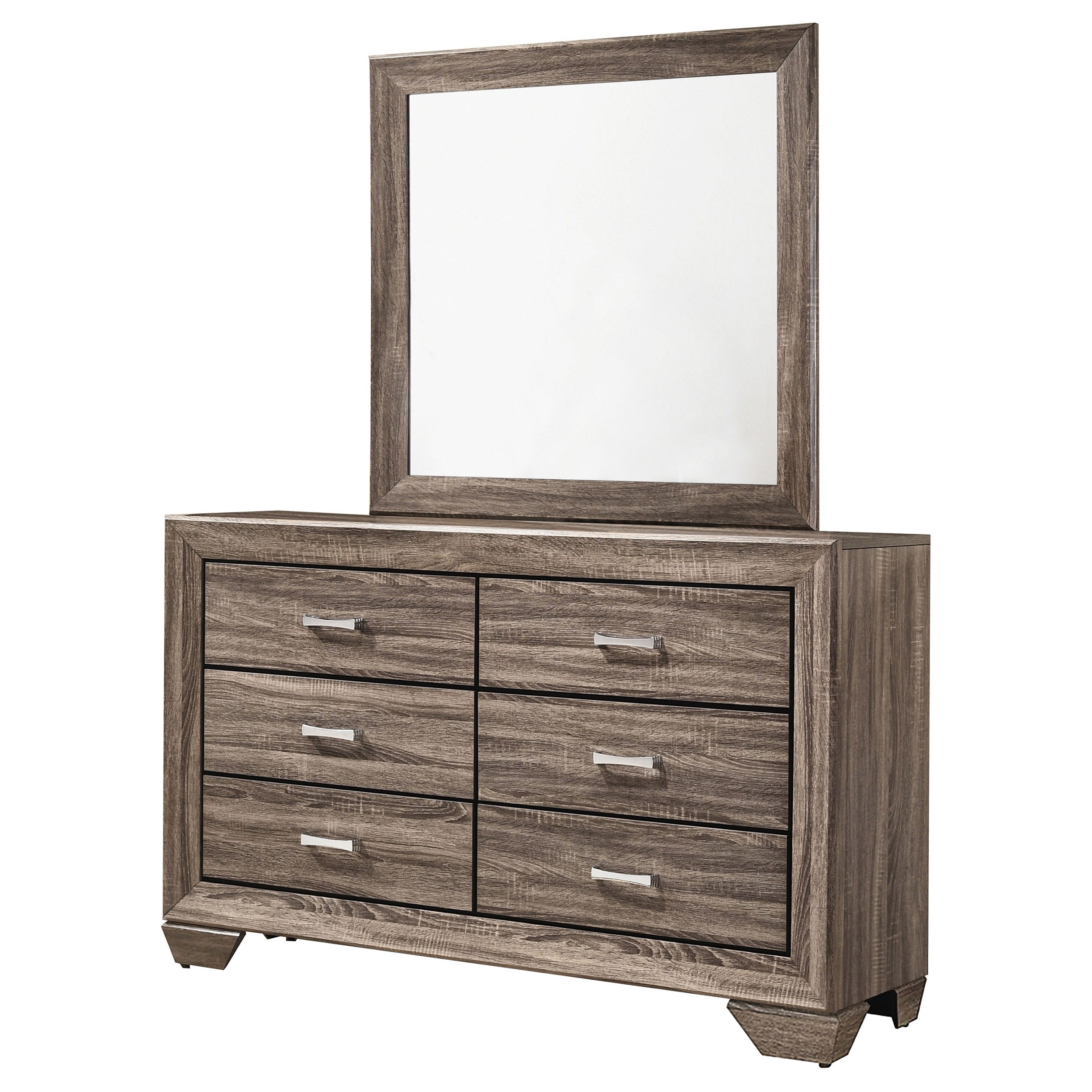 Kauffman 6-drawer Dresser with Mirror Washed Taupe — view 4