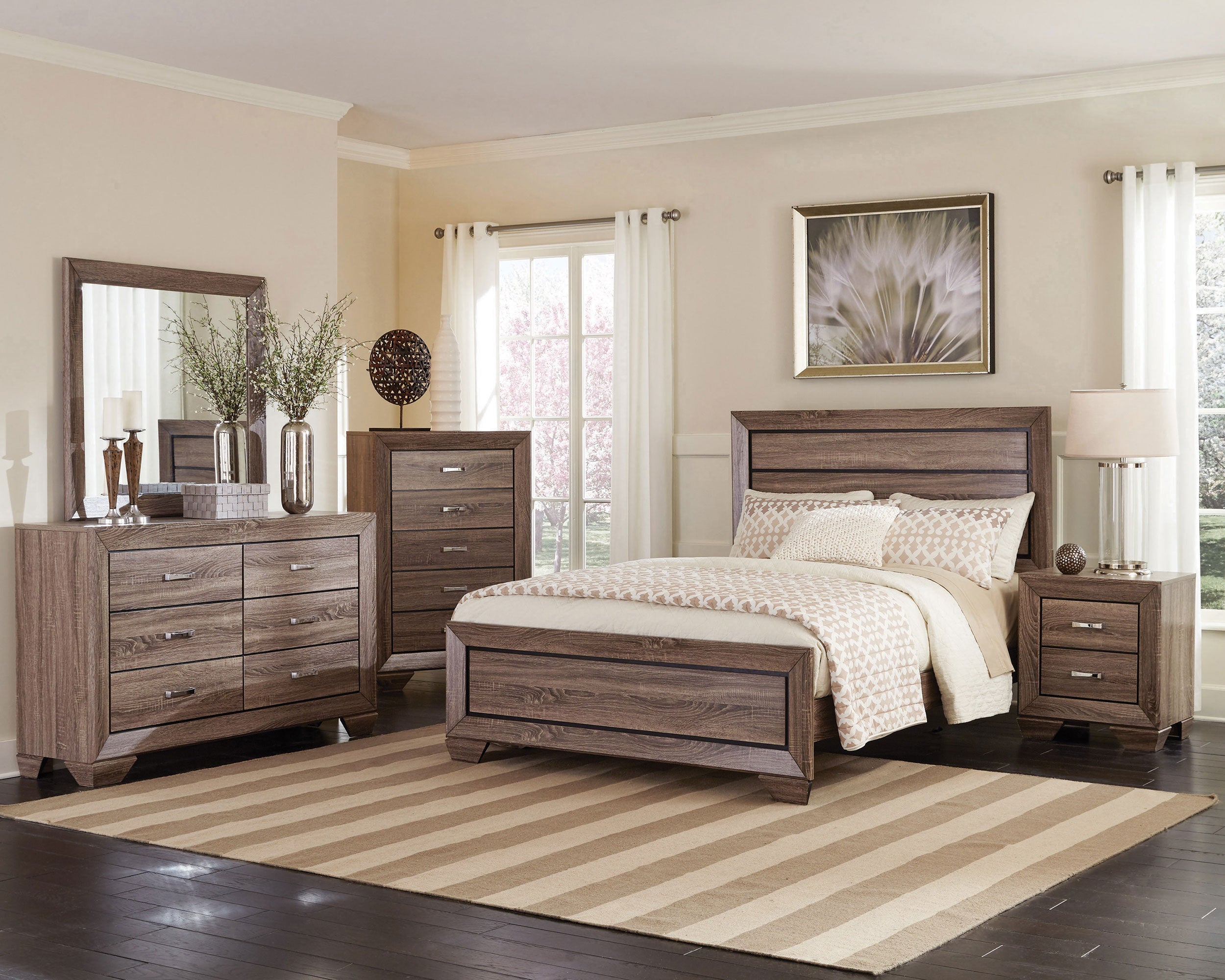 Kauffman 6-drawer Dresser with Mirror Washed Taupe — view 11