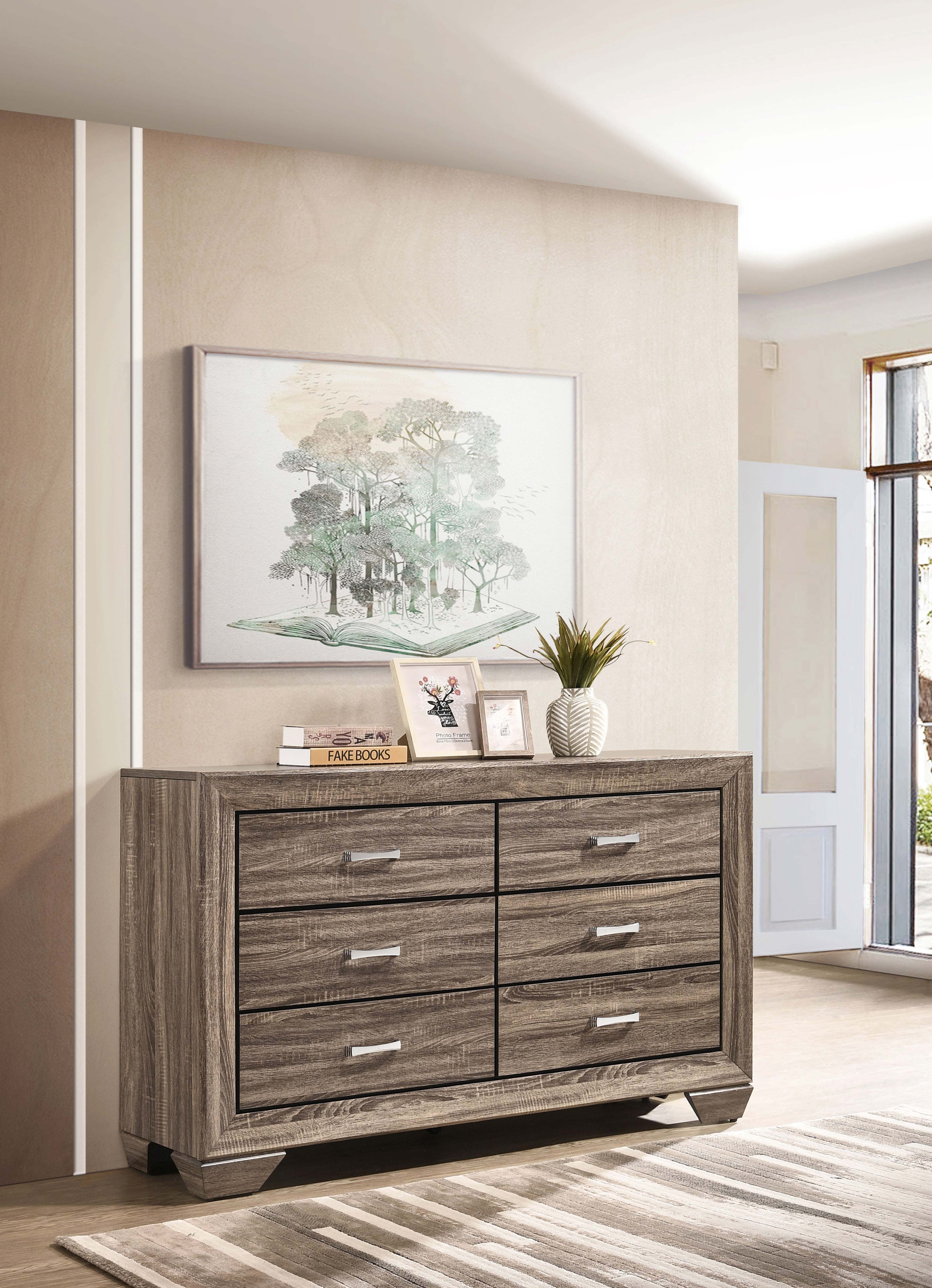 Kauffman 6-drawer Dresser Washed Taupe — view 2