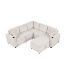 Sectional Sofa Convertible Pull-Out Sofa Bed With A Movable Storage Ottoman For Living Room
