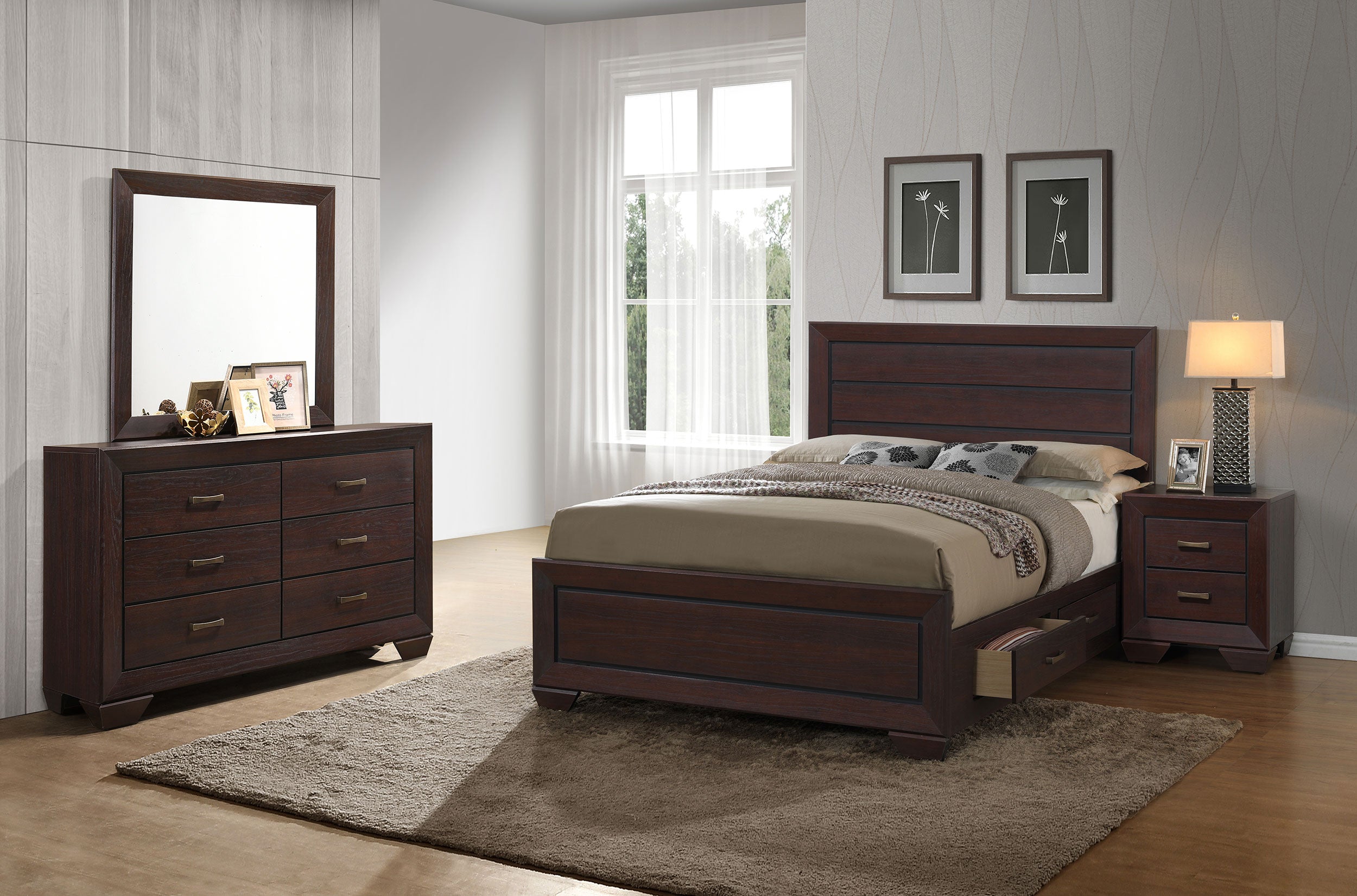Kauffman 4-piece Eastern King Bedroom Set Dark Cocoa — view 1