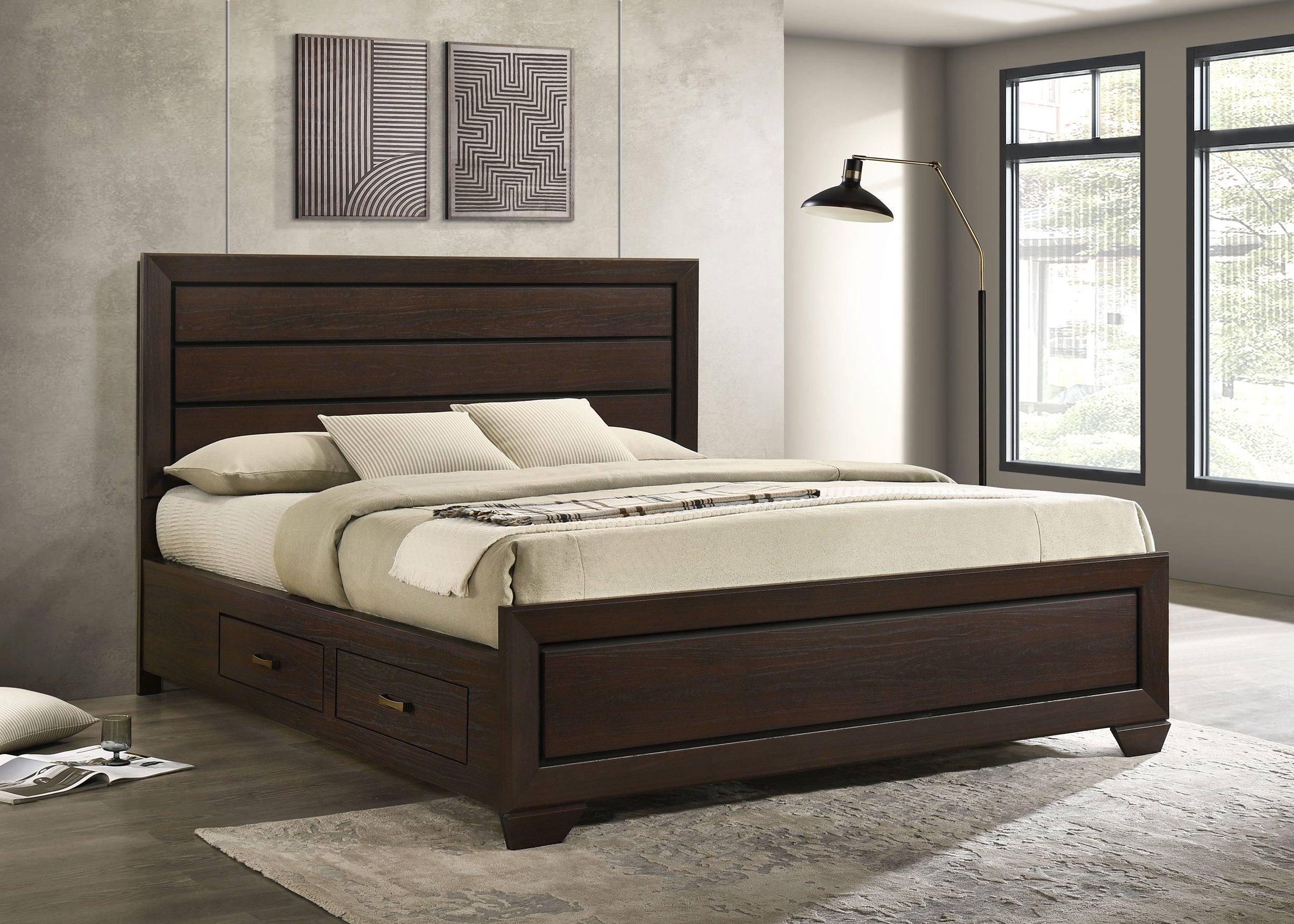 Kauffman Wood California King Storage Panel Bed Dark Cocoa — view 2