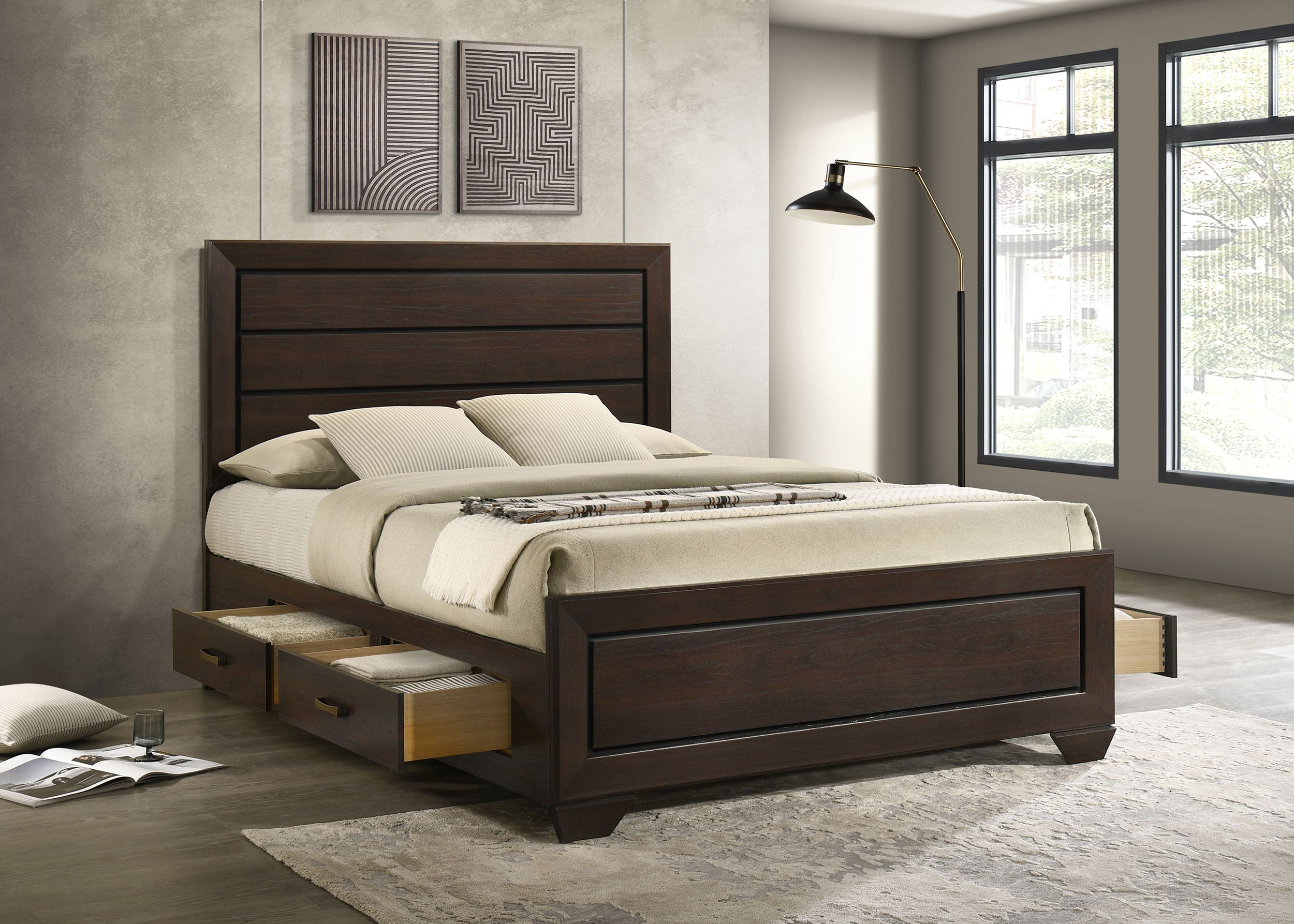 Kauffman Wood Queen Storage Panel Bed Dark Cocoa — view 3