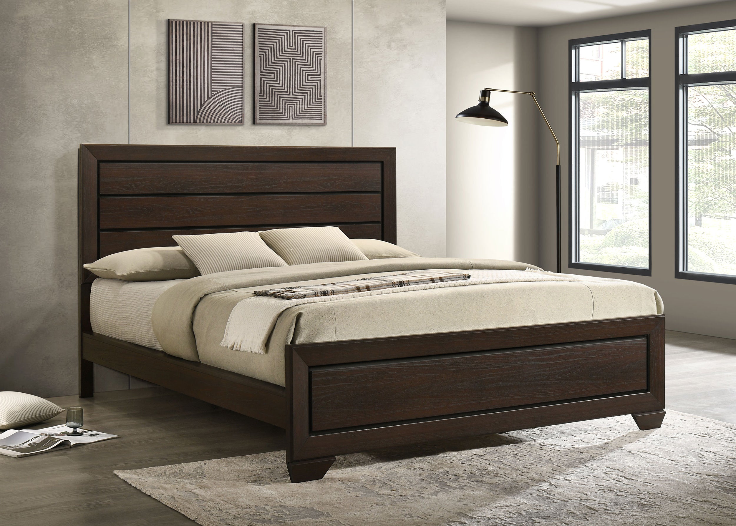 Kauffman Wood California King Panel Bed Dark Cocoa — view 2