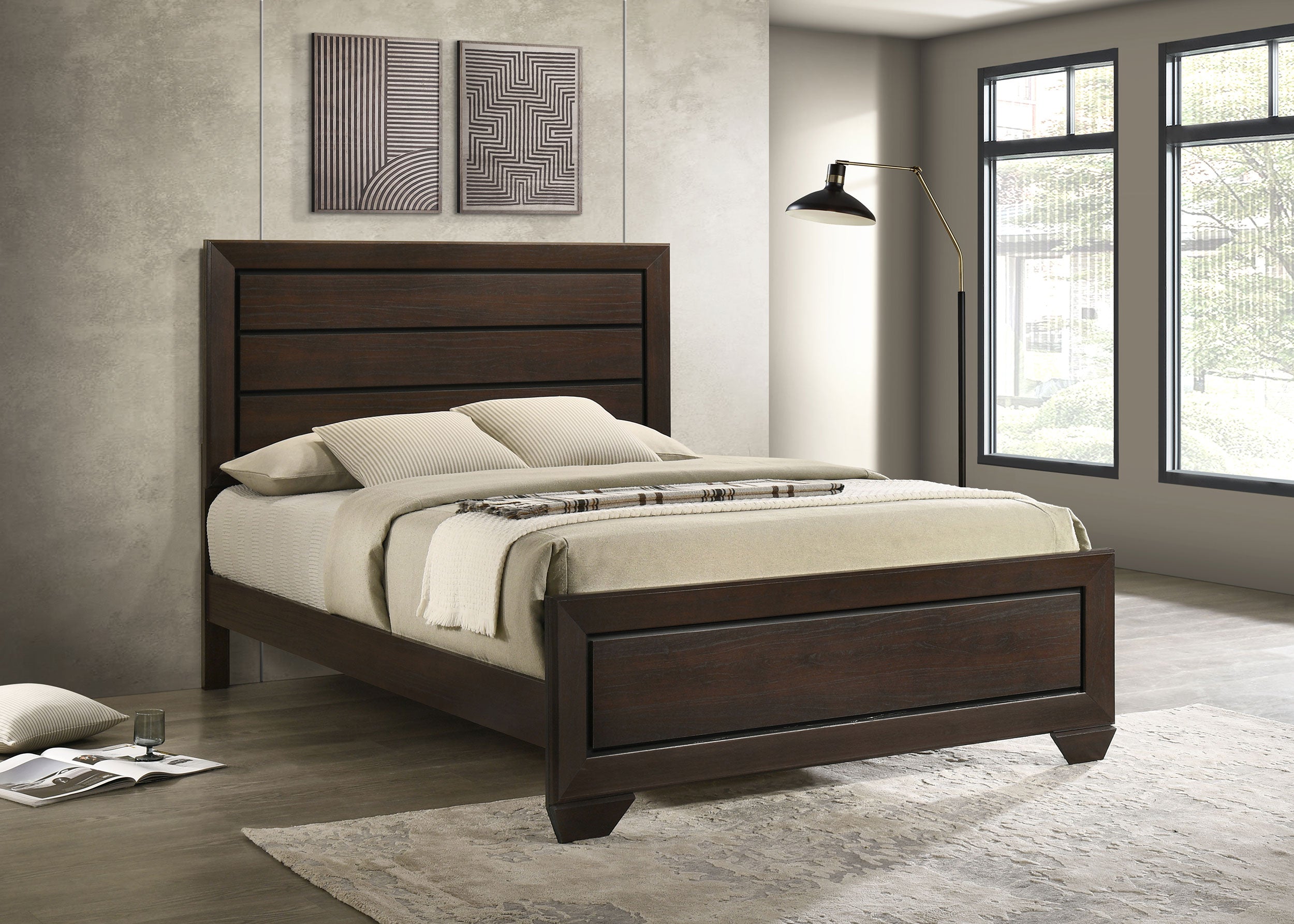 Kauffman Wood Queen Panel Bed Dark Cocoa — view 2
