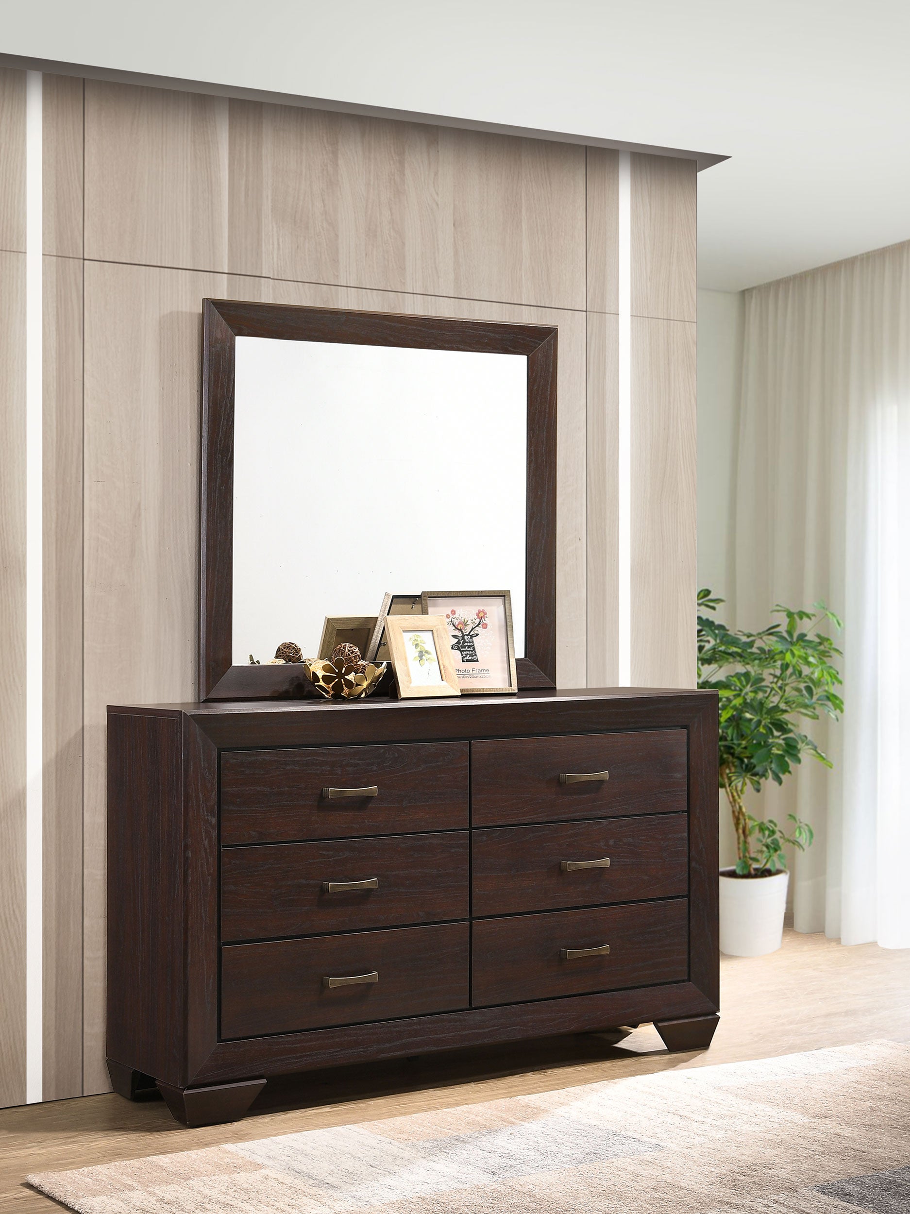 Kauffman 6-drawer Dresser with Mirror Dark Cocoa — view 2