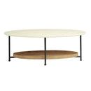 Oval Coffee Table With Metal Legs - White / Natural