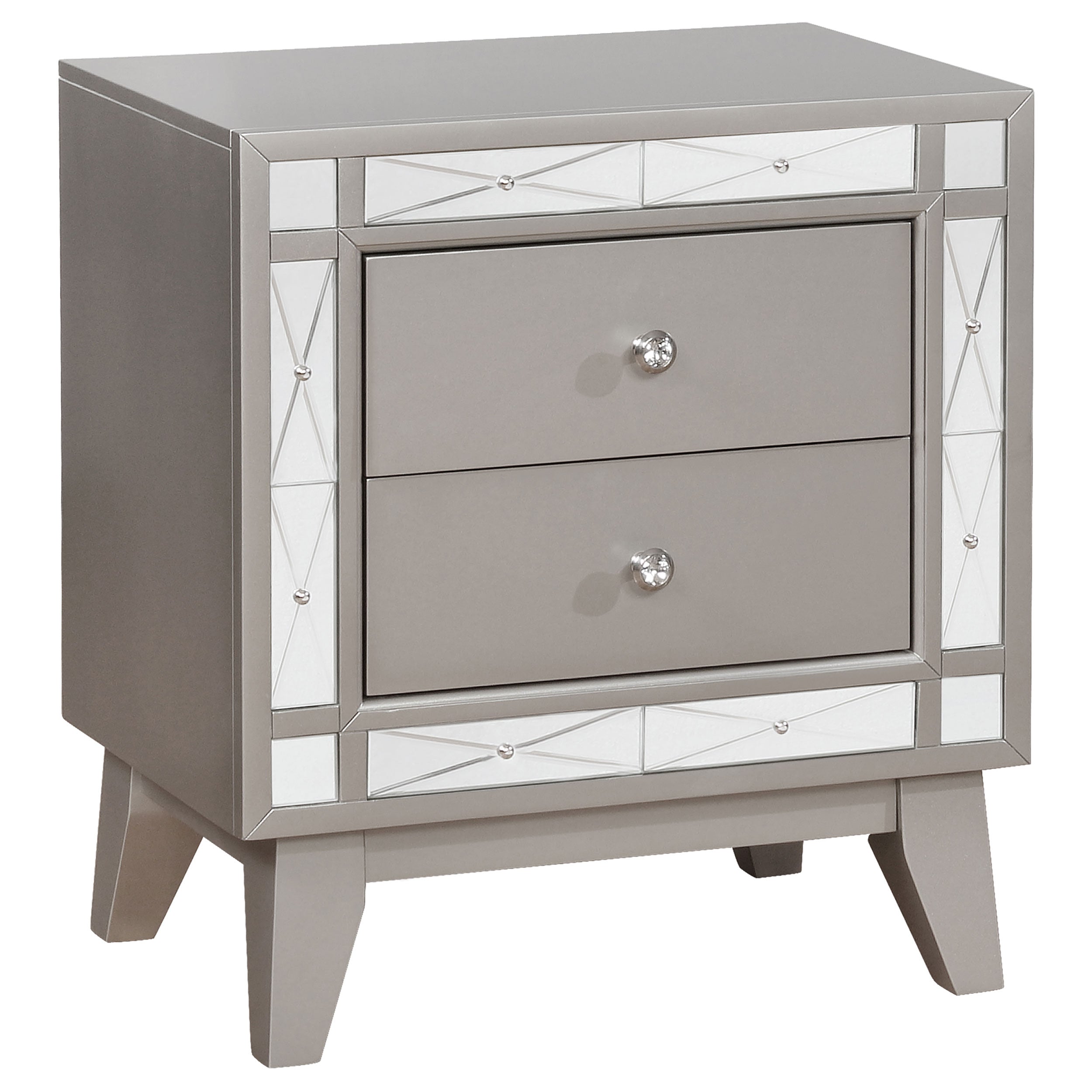 Leighton 2-drawer Nightstand Metallic Mercury — view 1