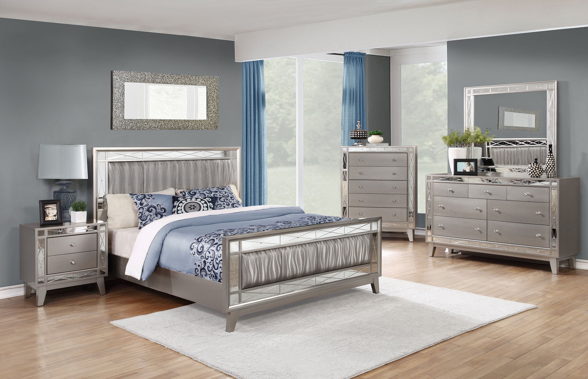 Leighton 2-drawer Nightstand Metallic Mercury — view 11