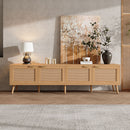 TV Stand With Storage & Cable Holes - Natural Wood