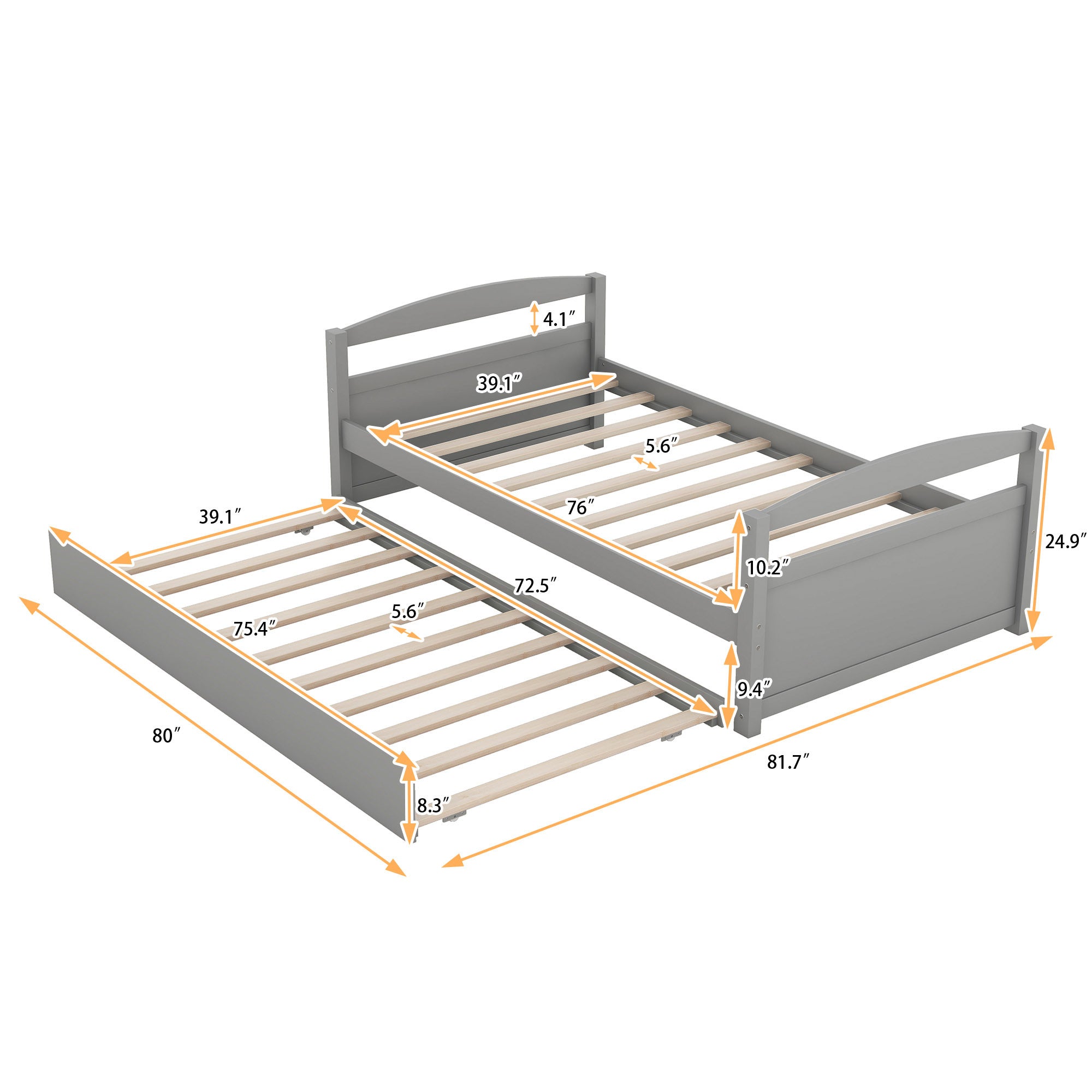 Twin Size Daybed with Trundle, Gray - Atlantic Fine Furniture Melbourne FL