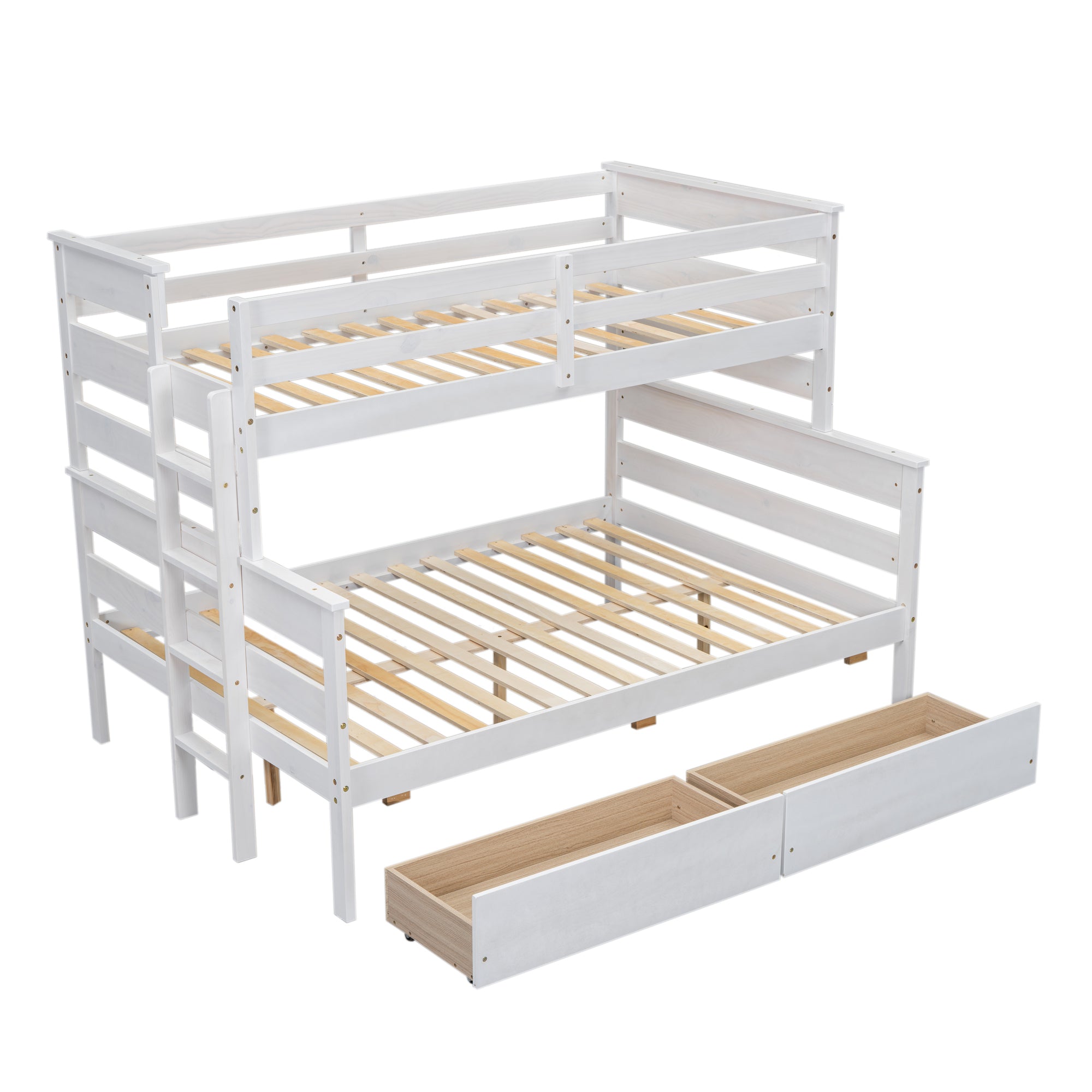 Wood Twin over Full Bunk Bed with 2 Drawers, White - Atlantic Fine Furniture Melbourne FL
